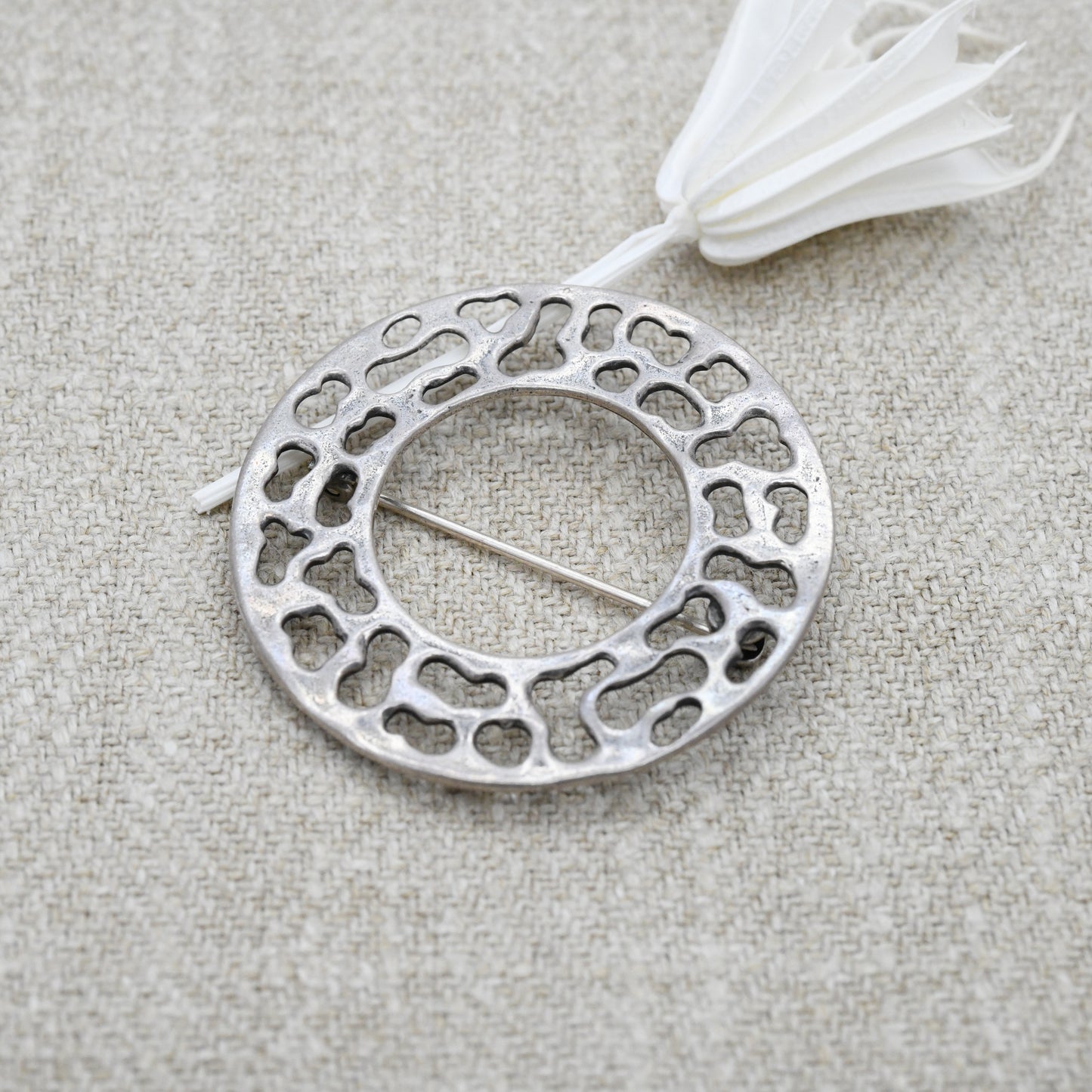 Vintage Sterling Silver Circle Brooch