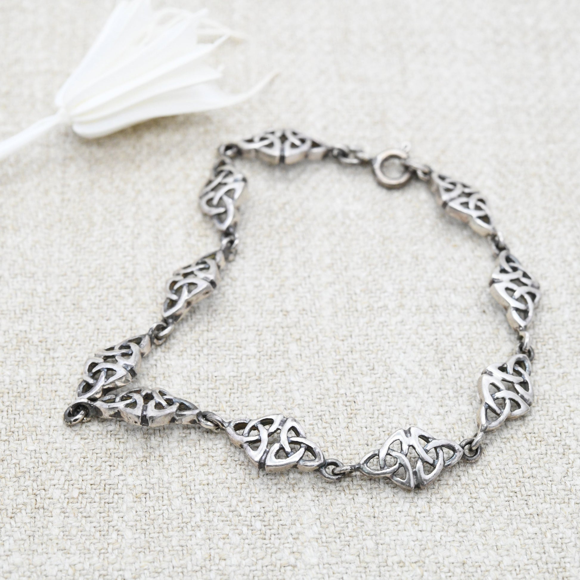 Vintage Kit Heath Sterling Silver Celtic Knot Panel Link Bracelet - Ornate Openwork Design | Pretty Everyday Silver Jewellery
