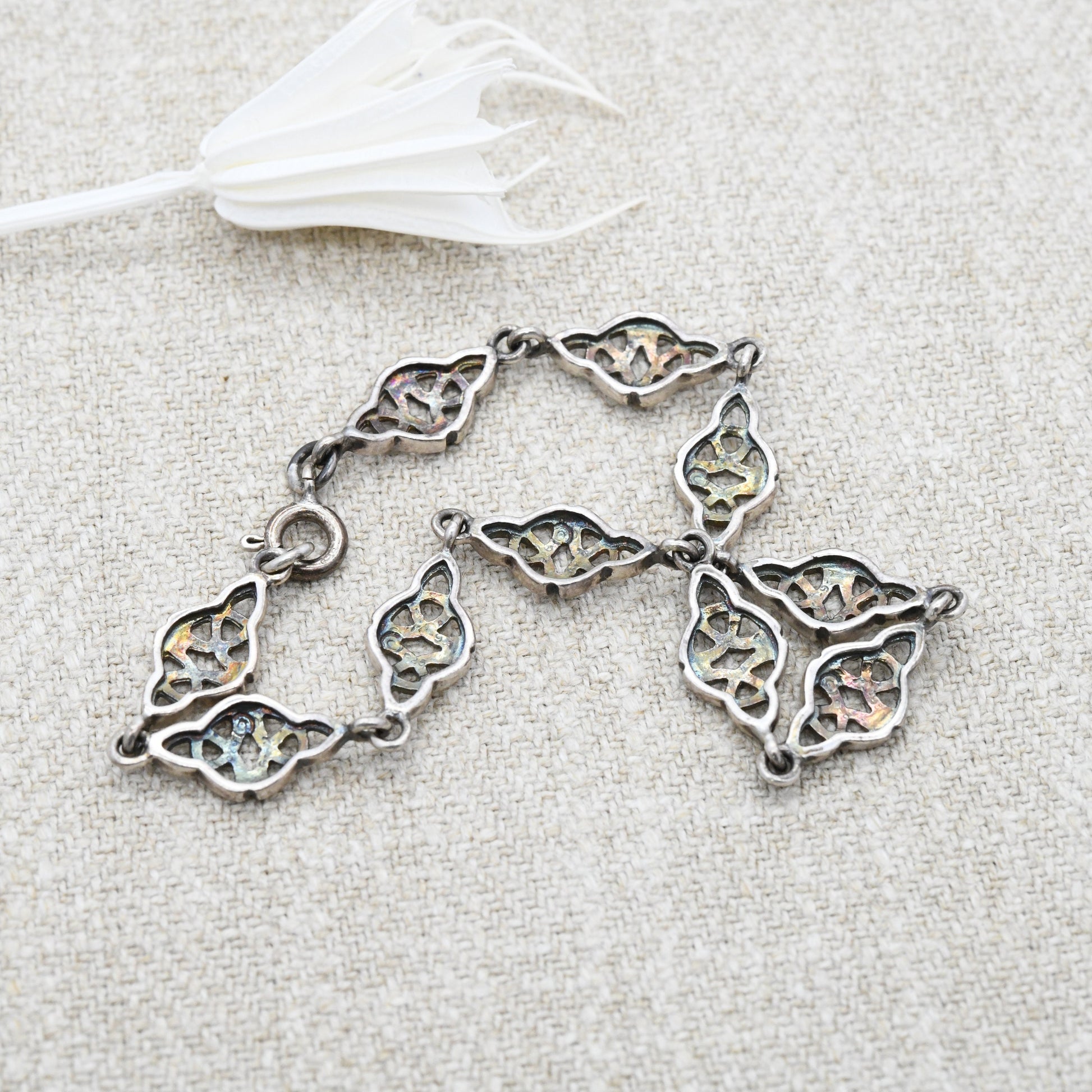 Vintage Kit Heath Sterling Silver Celtic Knot Panel Link Bracelet - Ornate Openwork Design | Pretty Everyday Silver Jewellery