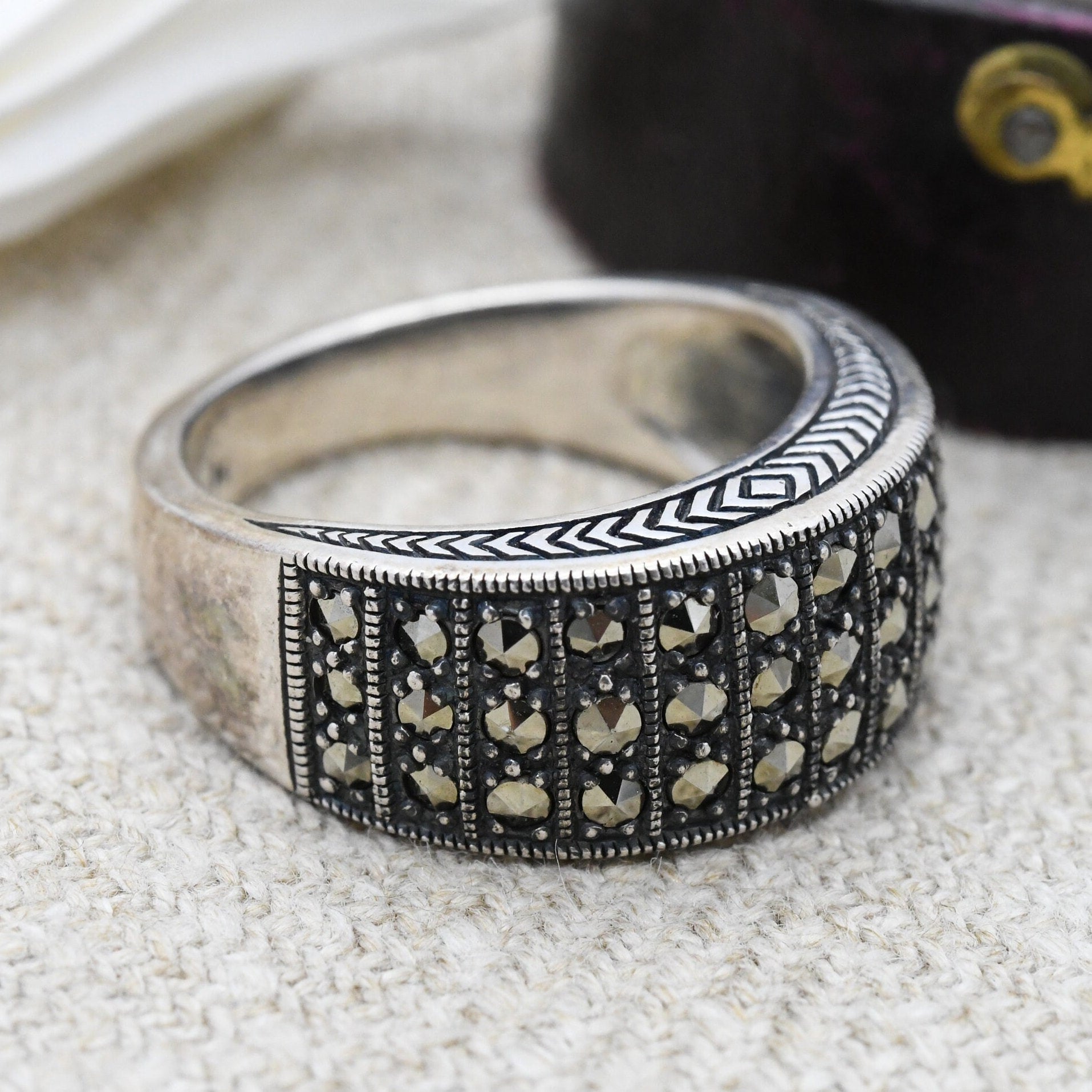 Sterling Silver Marcasite Ring Esse