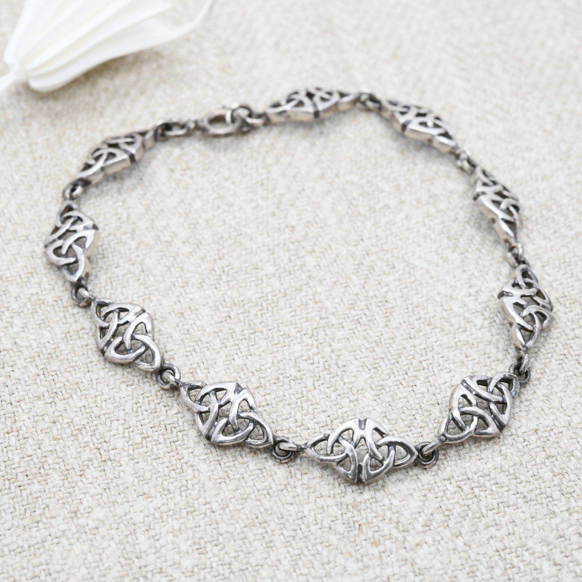 Vintage Kit Heath Sterling Silver Celtic Knot Panel Link Bracelet - Ornate Openwork Design | Pretty Everyday Silver Jewellery