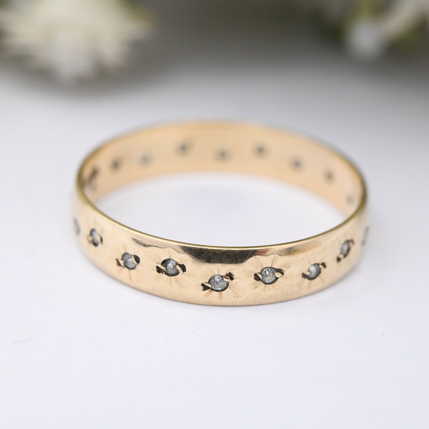 Vintage 9ct Gold Star Eternity Band Ring 1992