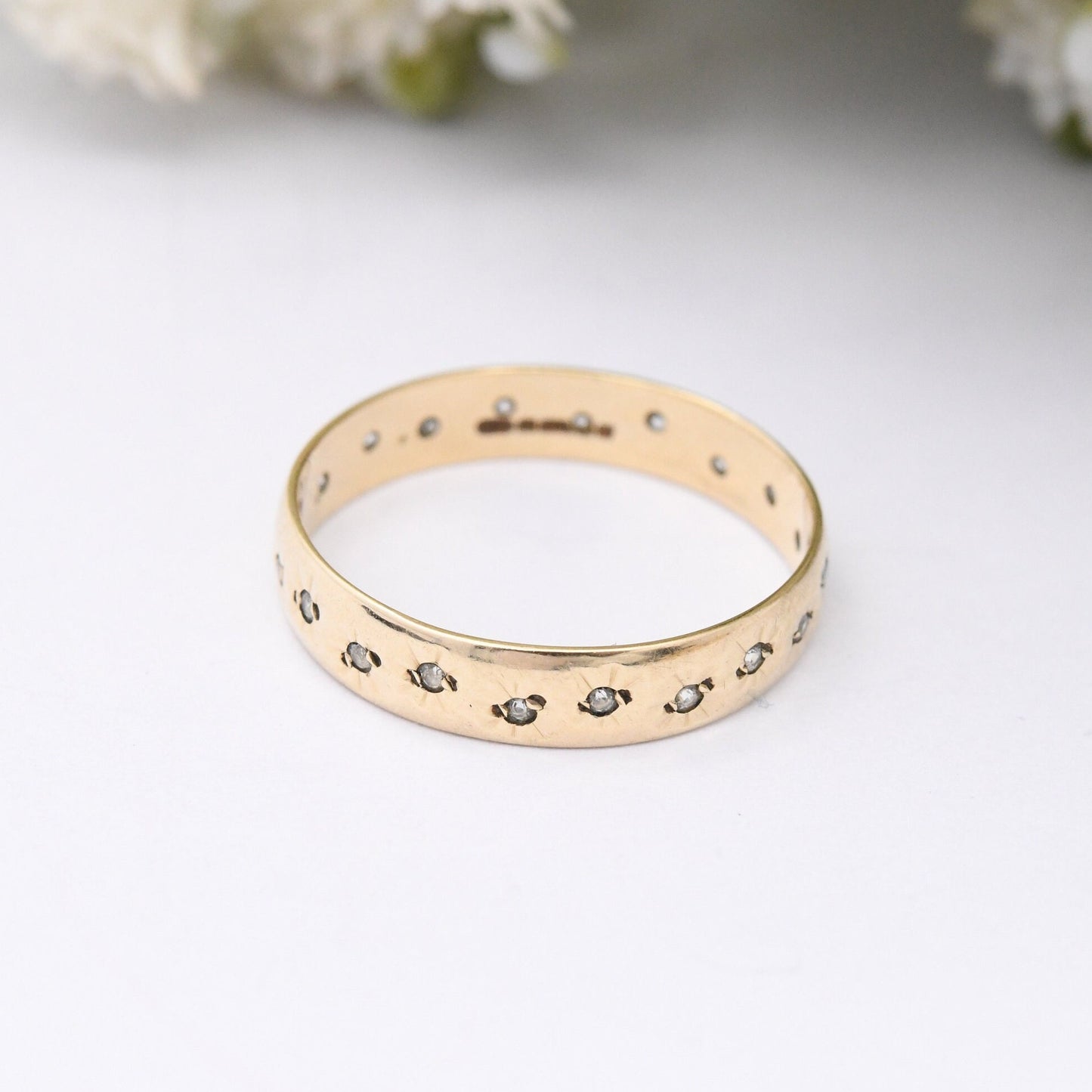 Vintage 9ct Gold Star Eternity Band Ring 1992