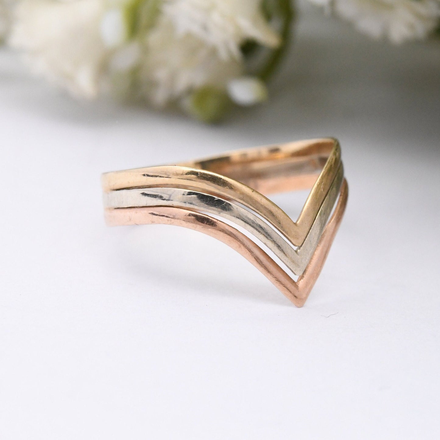 Vintage 9ct Gold Wishbone Ring 1992