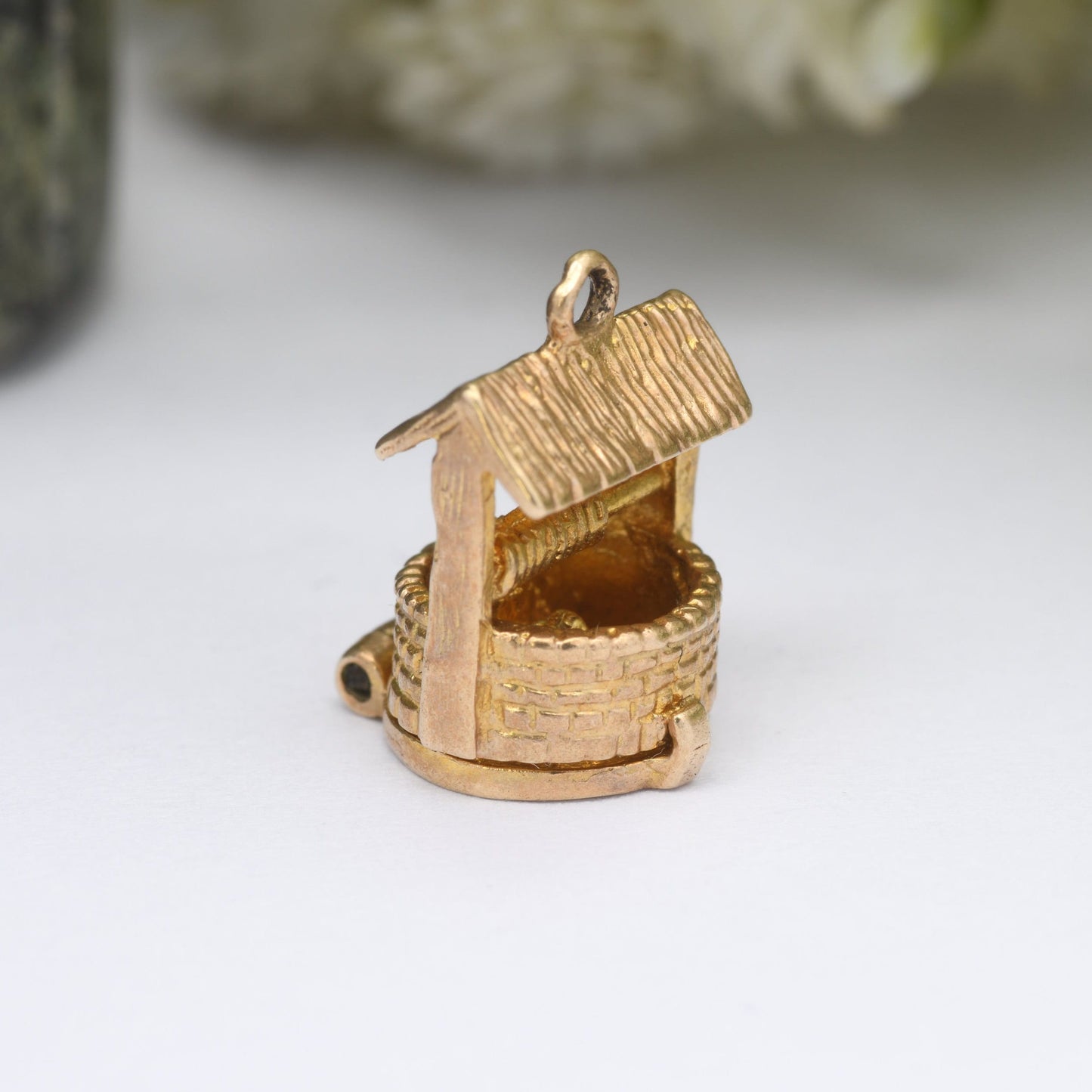 Vintage Nuvo 9ct Gold Pixie in a Wishing Well Charm Pendant 1986 - Opening to Cornish Pixie