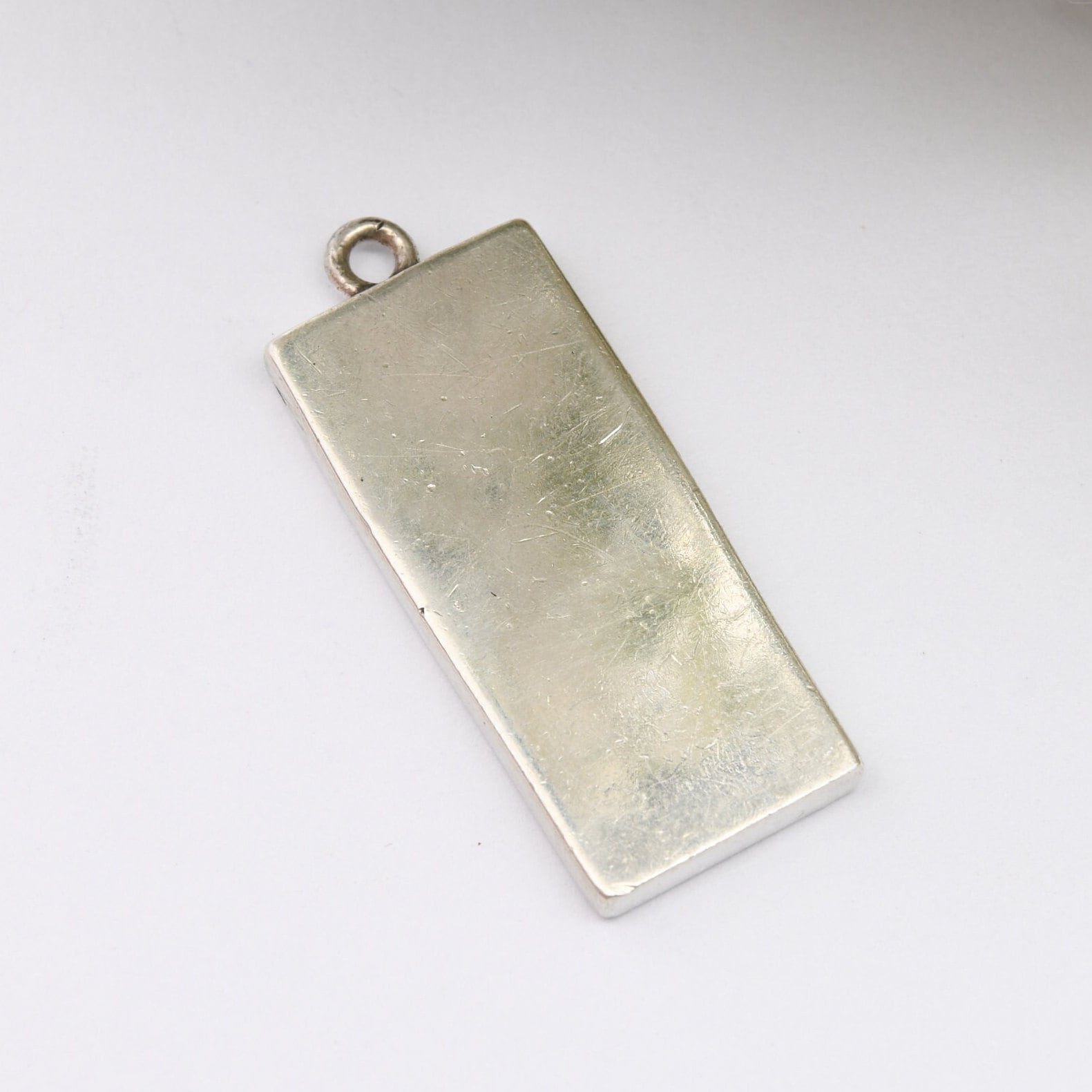 Vintage Sterling Silver Ingot Pendant 1979 with St Christopher Stamp - Unusual Hallmarked Pendant