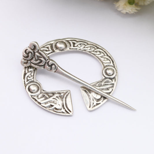 Vintage Scottish Sterling Silver Pennanular Brooch by Robert Allison Iona - Glasgow Hallmarks 1958 | Large Celtic Circle Brooch with Pin