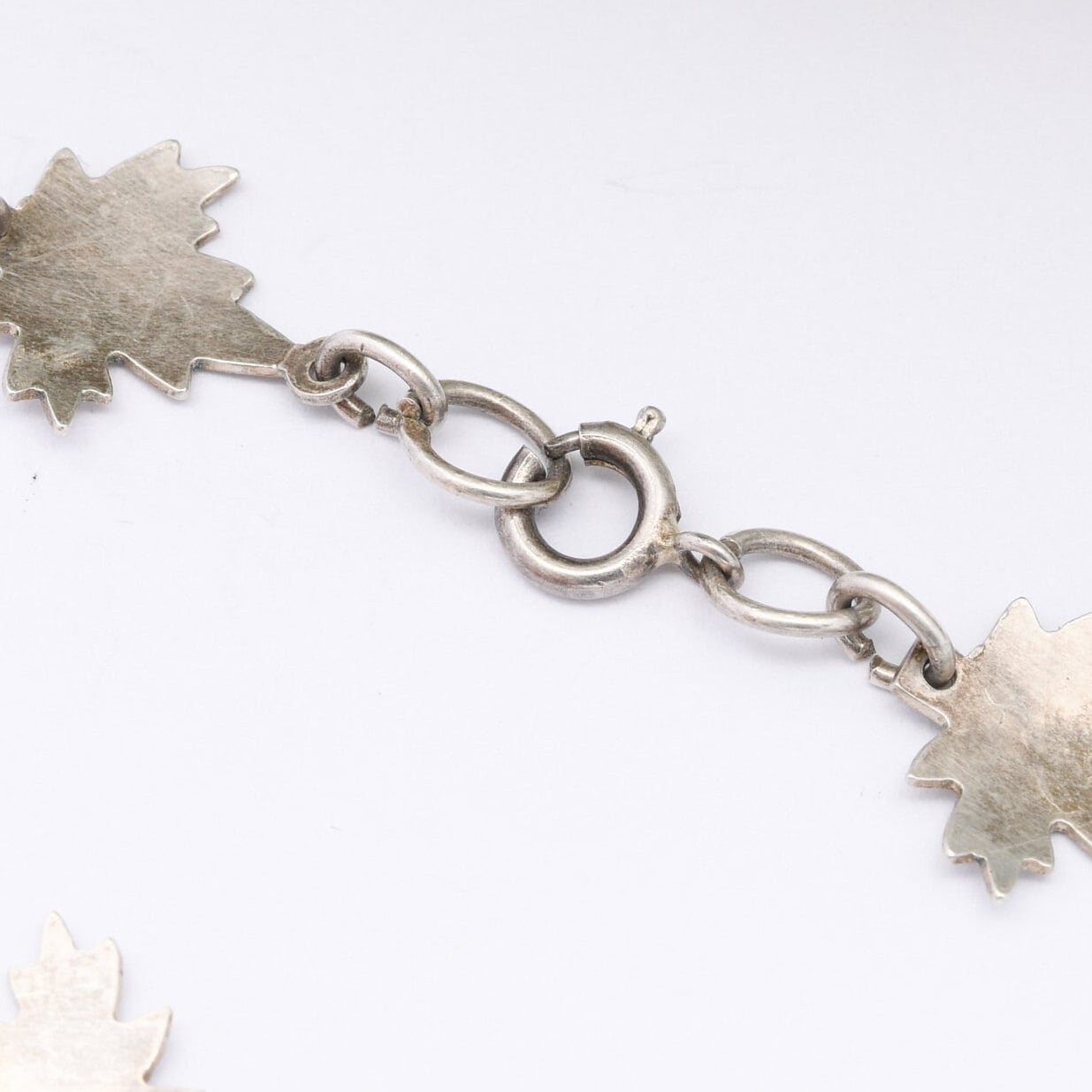 Vintage Sterling Silver Canadian Maple Leaf Panel Link Bracelet - Pretty Everyday Silver Jewellery