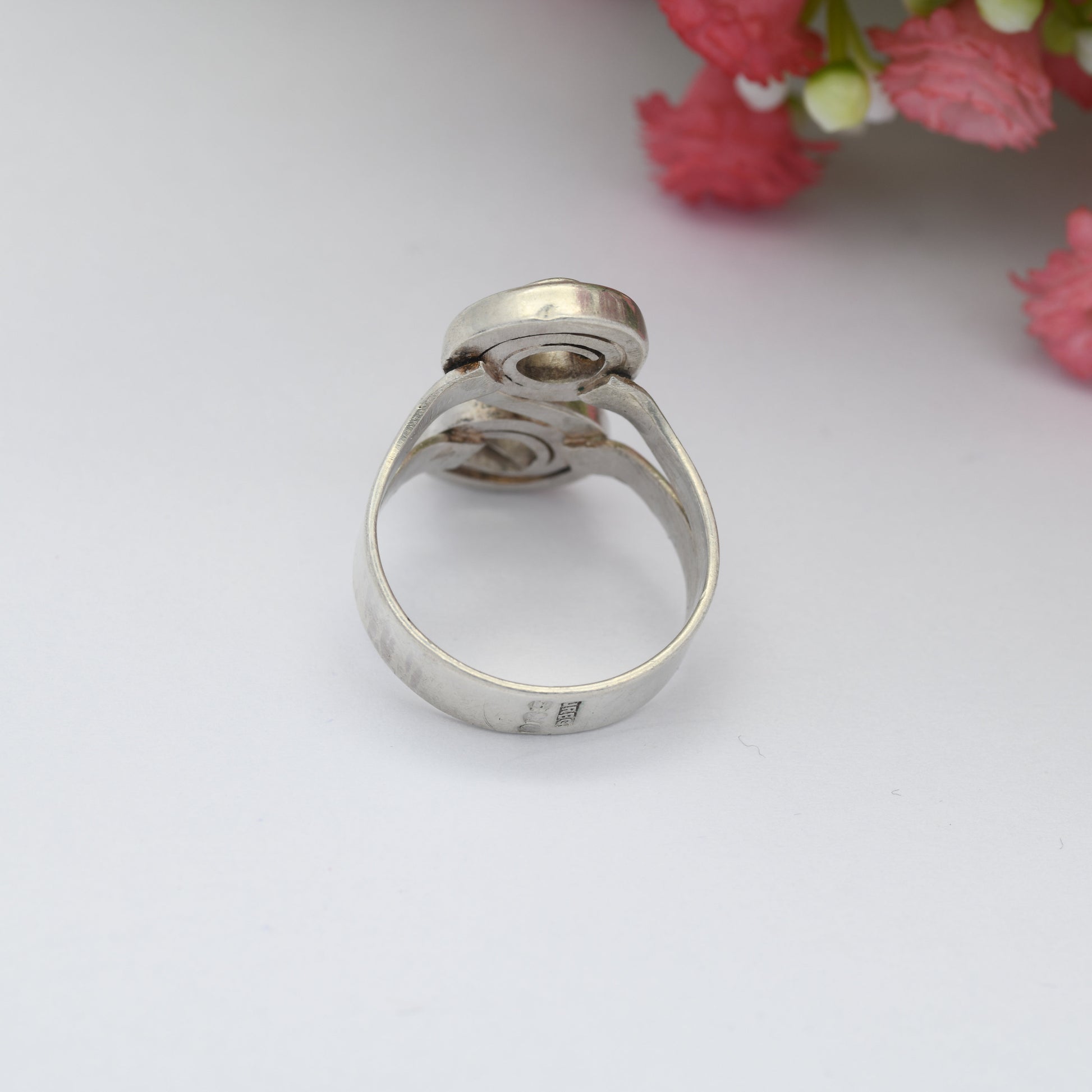 Vintage Sterling Silver Double Swirl Ring 1970 - Mid-Century Modernist Everyday Silver Jewellery | UK Size - L 1/2 | US Size - 6