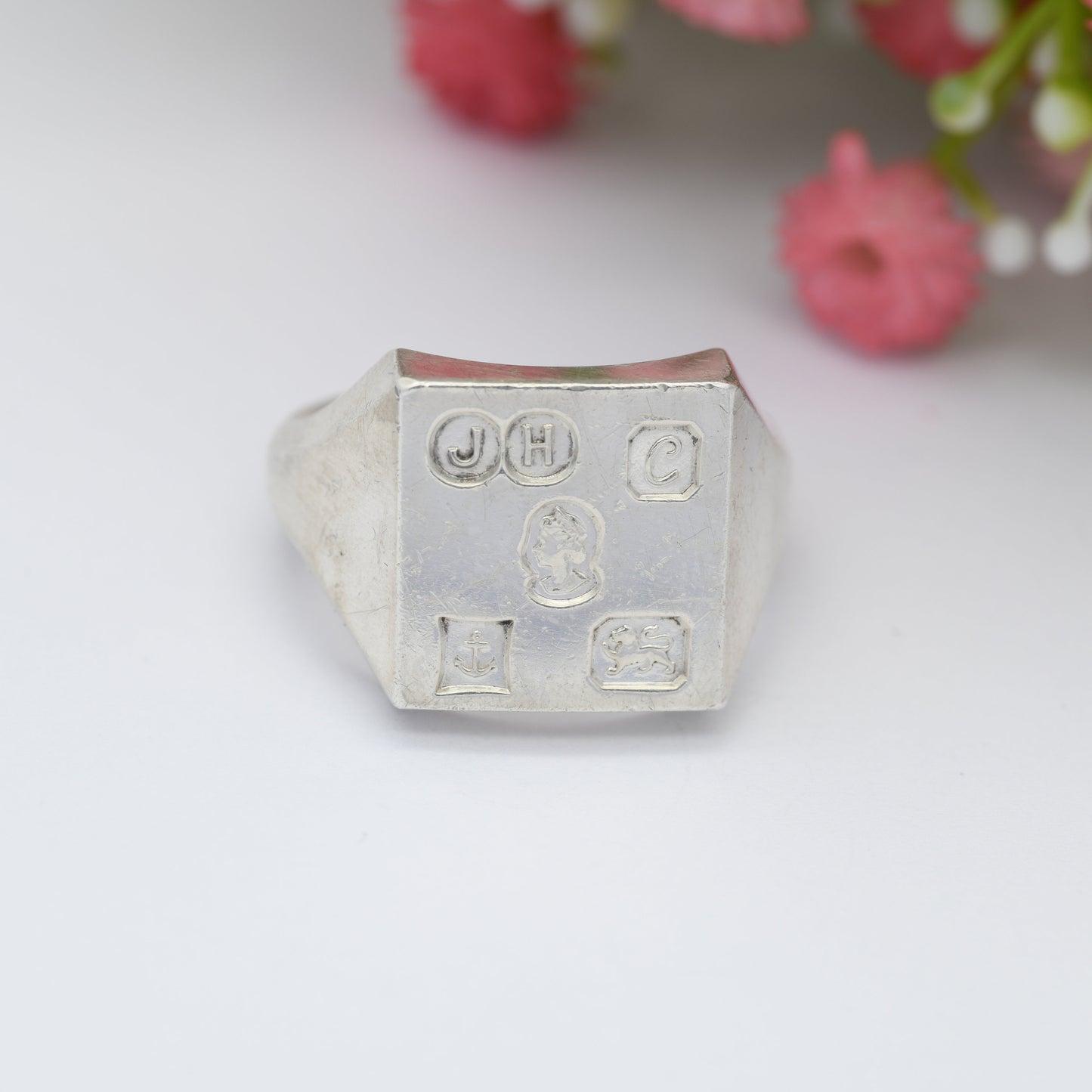 Vintage Sterling Silver Hallmark Ingot Ring 1977 - James Harrison Elizabeth II Jubilee Stamp | Heavy Chunky | UK Size - T | US Size - 9 1/2