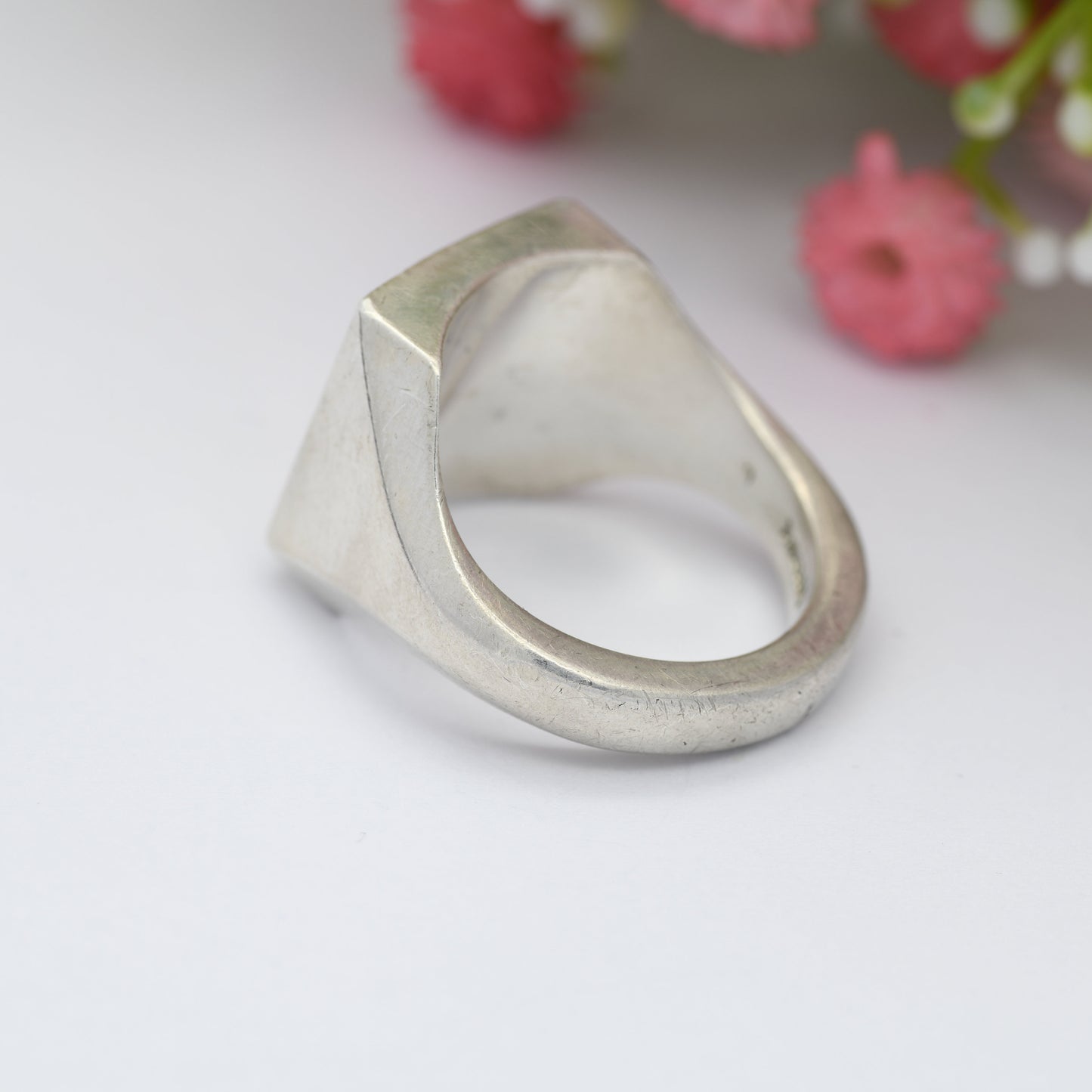 Vintage Sterling Silver Hallmark Ingot Ring 1977 - James Harrison Elizabeth II Jubilee Stamp | Heavy Chunky | UK Size - T | US Size - 9 1/2