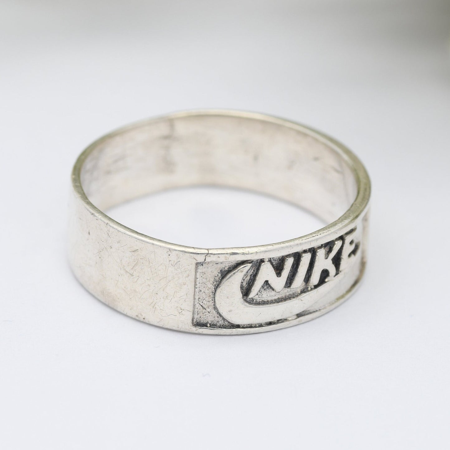 Vintage Sterling Silver Nike Logo Band Ring - Nike Tick Swoosh | Just Do It | Large Unisex Band | UK Size - Z | US Size - 12 1/2