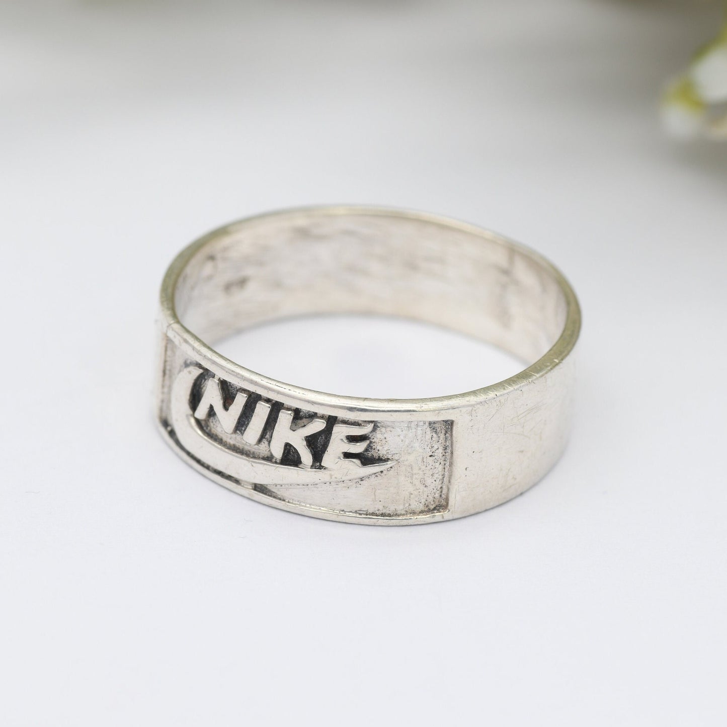 Vintage Sterling Silver Nike Logo Band Ring - Nike Tick Swoosh | Just Do It | Large Unisex Band | UK Size - Z | US Size - 12 1/2