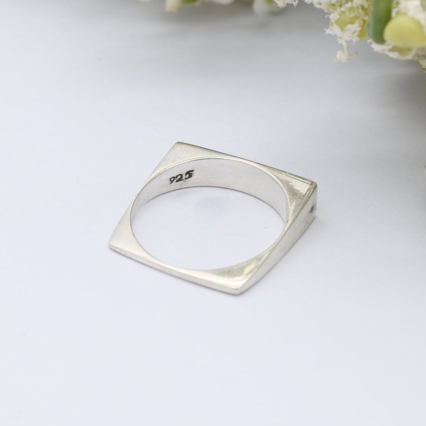 Vintage Sterling Silver Square Band Ring - Modernist Minimalist Jewellery | UK Size - P 1/2 | US Size - 8