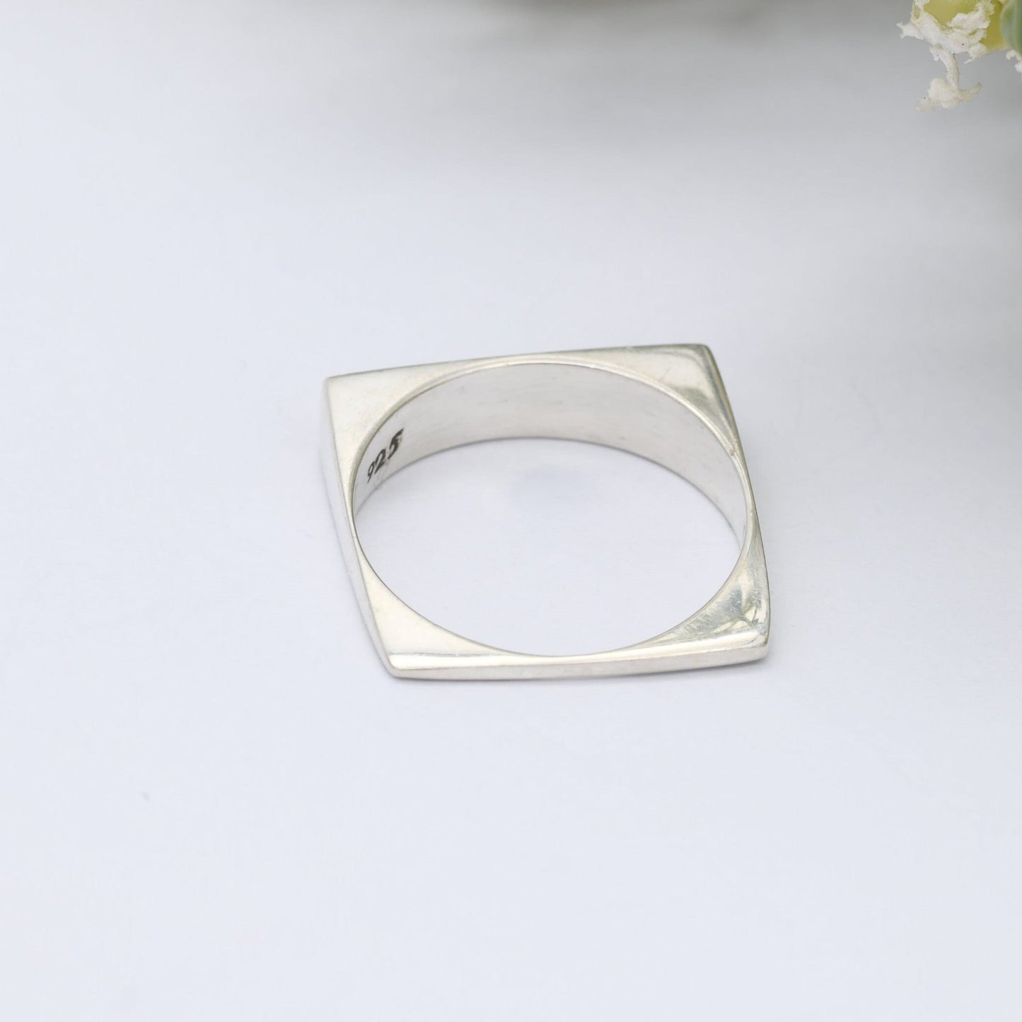 Vintage Sterling Silver Square Band Ring - Modernist Minimalist Jewellery | UK Size - P 1/2 | US Size - 8