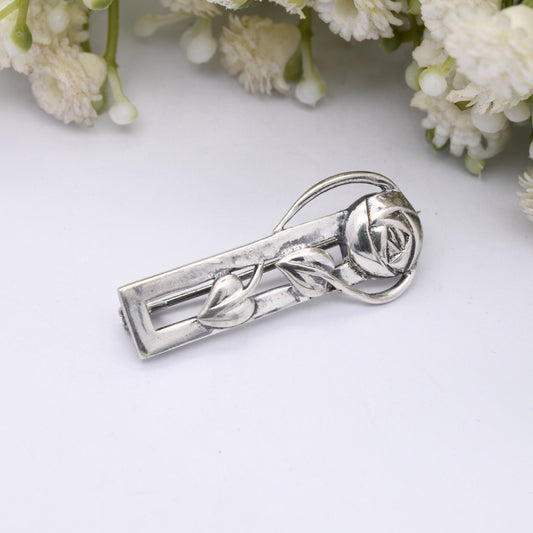 Vintage Scottish Sterling Silver Glasgow Rose Brooch - Mackintosh Stained Glass Window Style | Celtic Flower Design