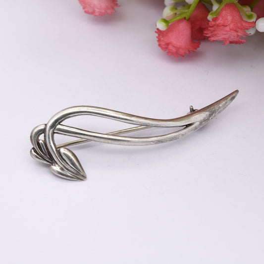 Vintage Carrick Sterling Silver Leaf Brooch 1996 - Scottish Celtic Flower Design