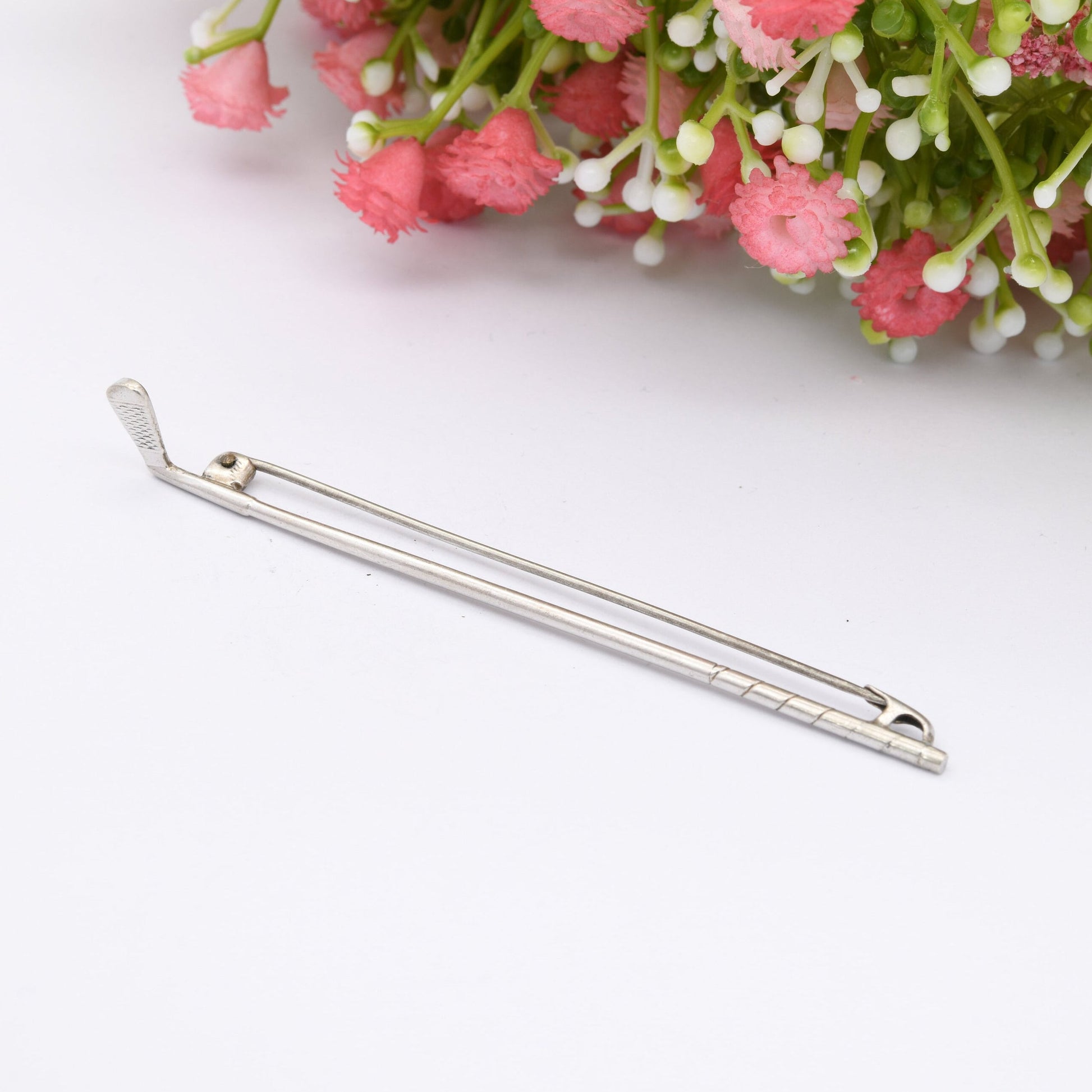 Vintage Golf Club Sterling Silver Brooch - Golfing Gift | Unusual Bar Brooch