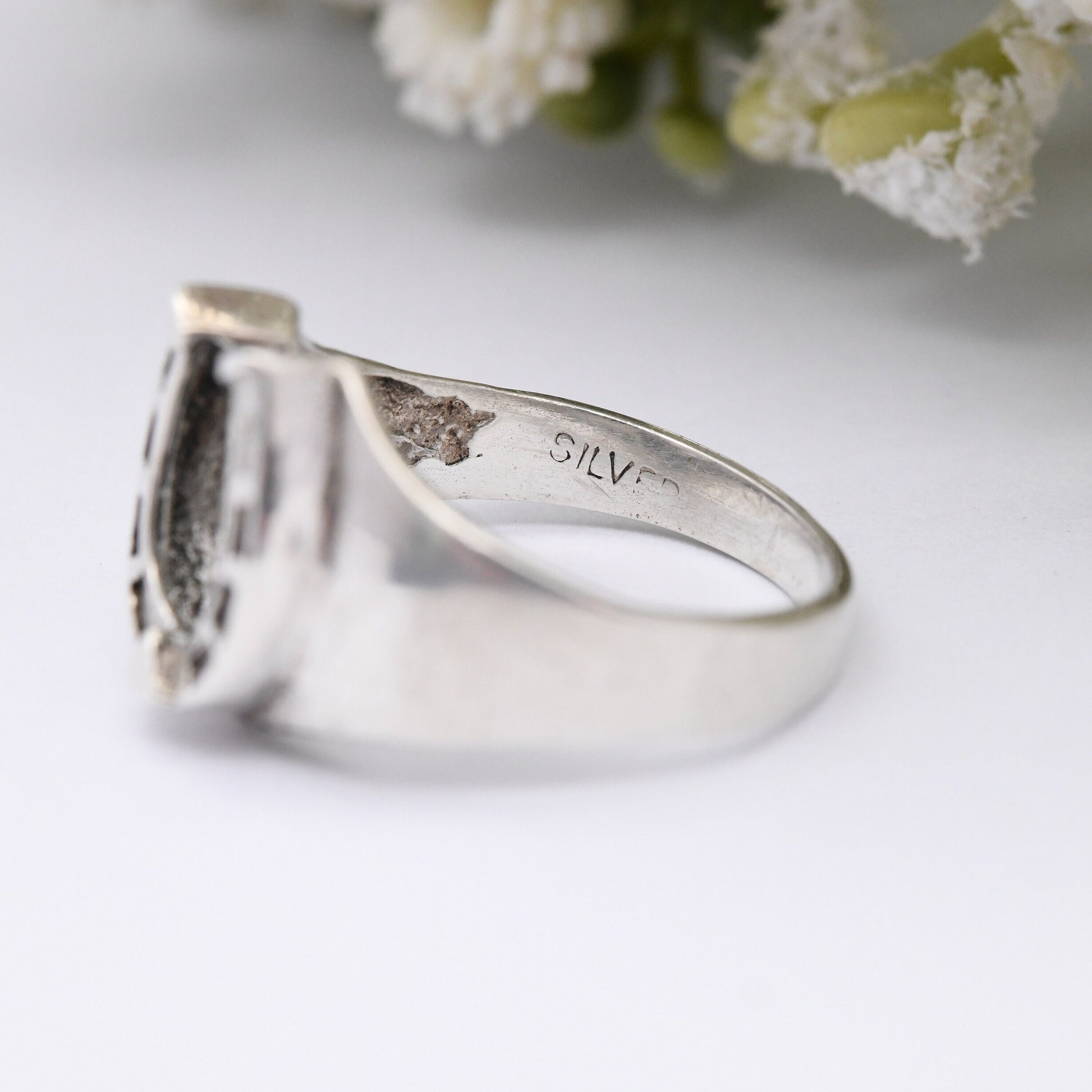 Vintage Sterling Silver Horseshoe Ring - Good Luck Jewellery | Horse Riding Gift | Mid-Century Modern | UK Size - M | US Size - 6 1/4