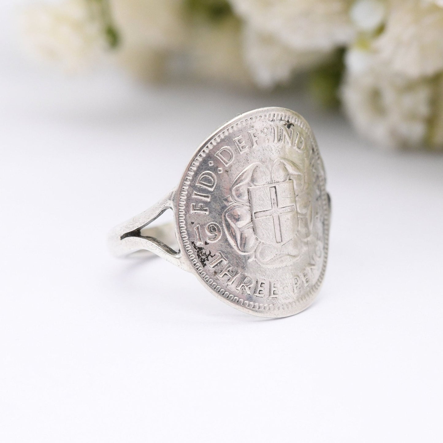 Vintage Silver George VI 1941 Signet Ring - English Royal Family Coin Jewellery | Pinkie Ring | UK Size - K | US Size - 5 1/4