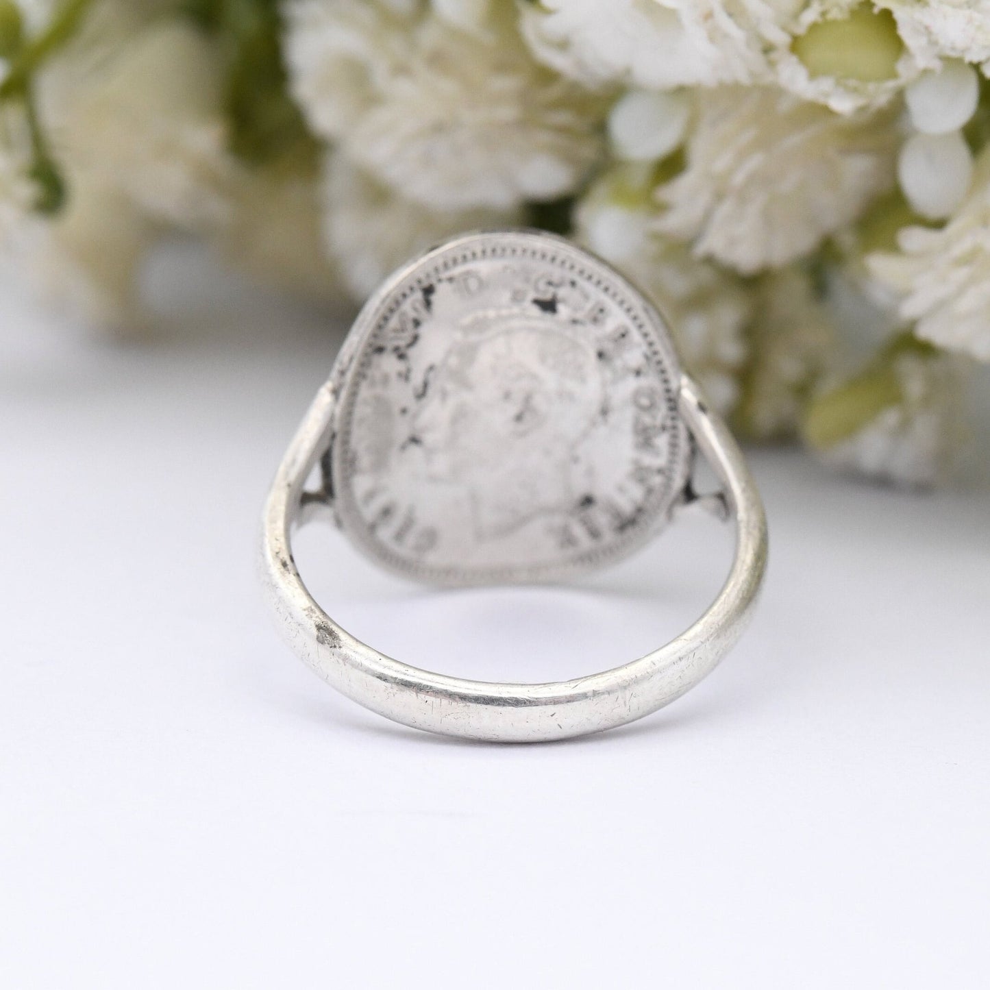 Vintage Silver George VI 1941 Signet Ring - English Royal Family Coin Jewellery | Pinkie Ring | UK Size - K | US Size - 5 1/4