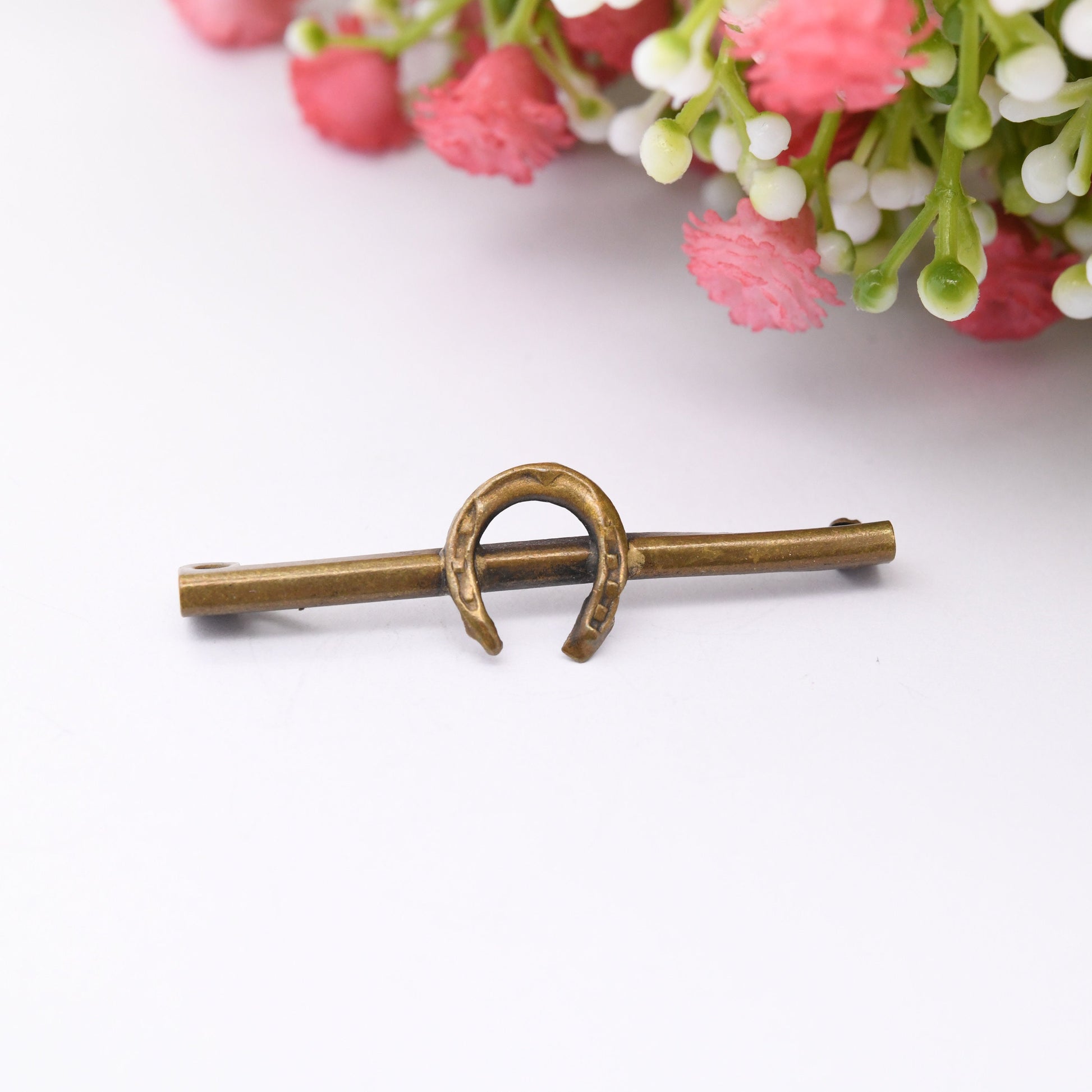 Antique Edwardian Horseshoe Bar Brooch - Vintage Good Luck Symbol