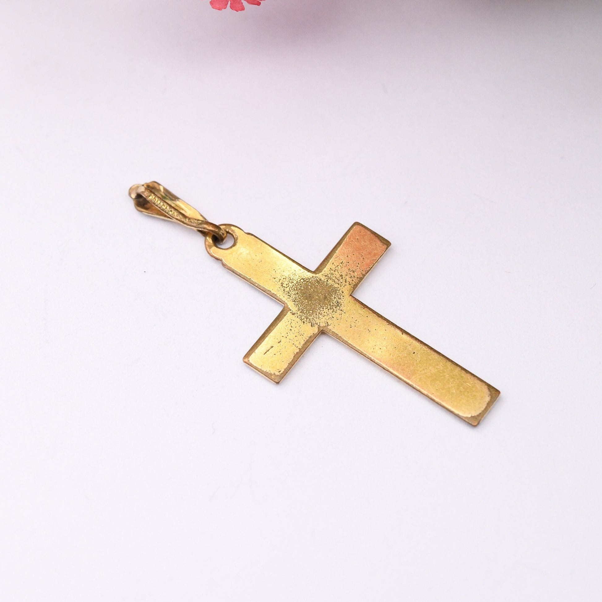 Vintage Rolled Gold Cross Pendant - Mid-Century Textured Design Christian Cross