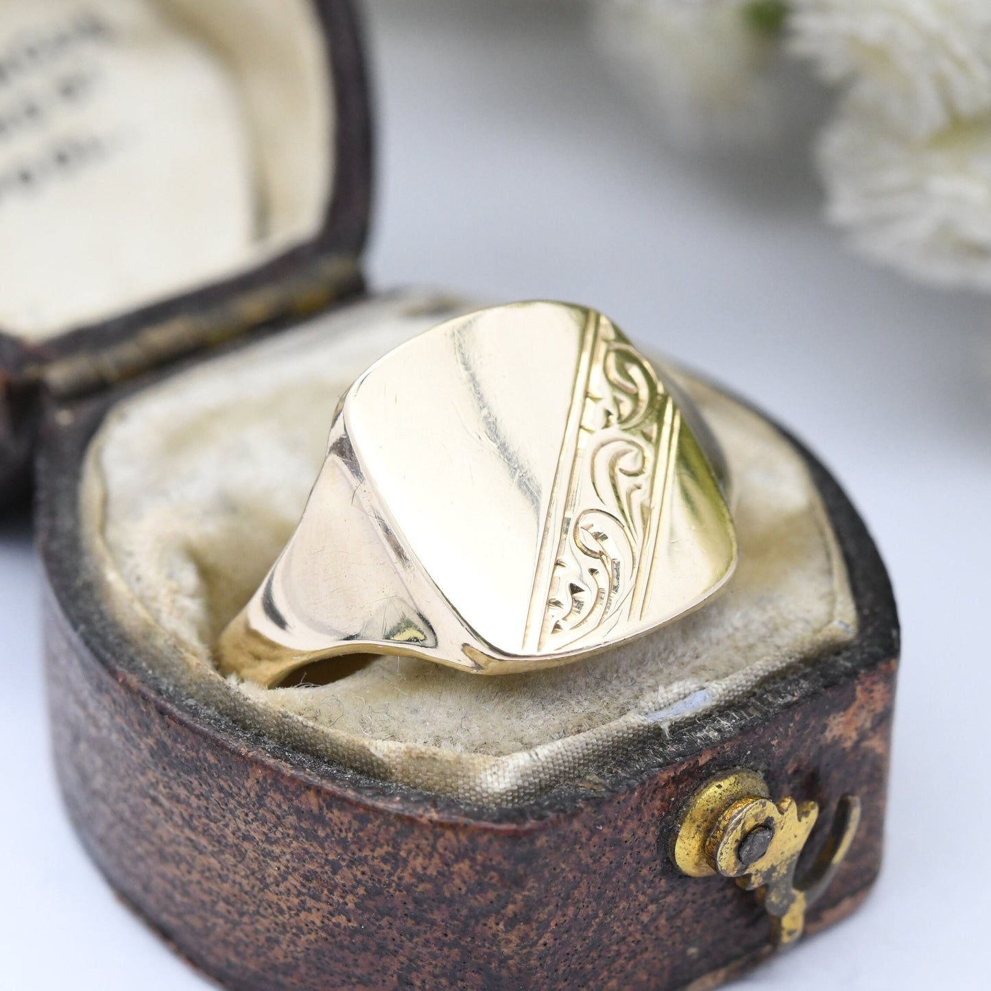 Vintage 9ct Gold Signet Ring 1991 - Large Gold Ring | Blank for Engraving | Gift for Him | UK Size - Q 1/2 | US Size - 8 1/2