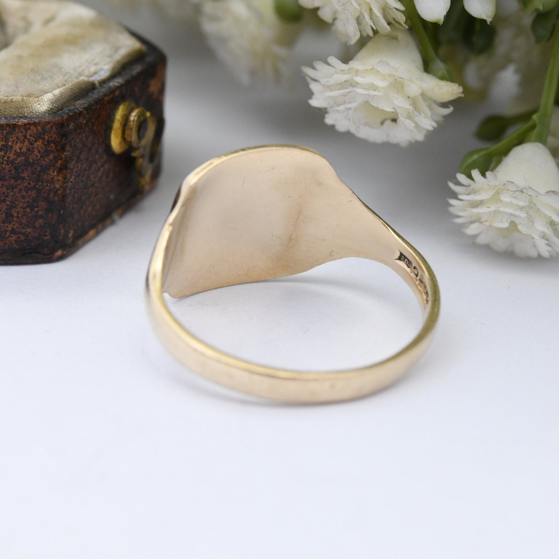 Vintage 9ct Gold Signet Ring 1991 - Large Gold Ring | Blank for Engraving | Gift for Him | UK Size - Q 1/2 | US Size - 8 1/2