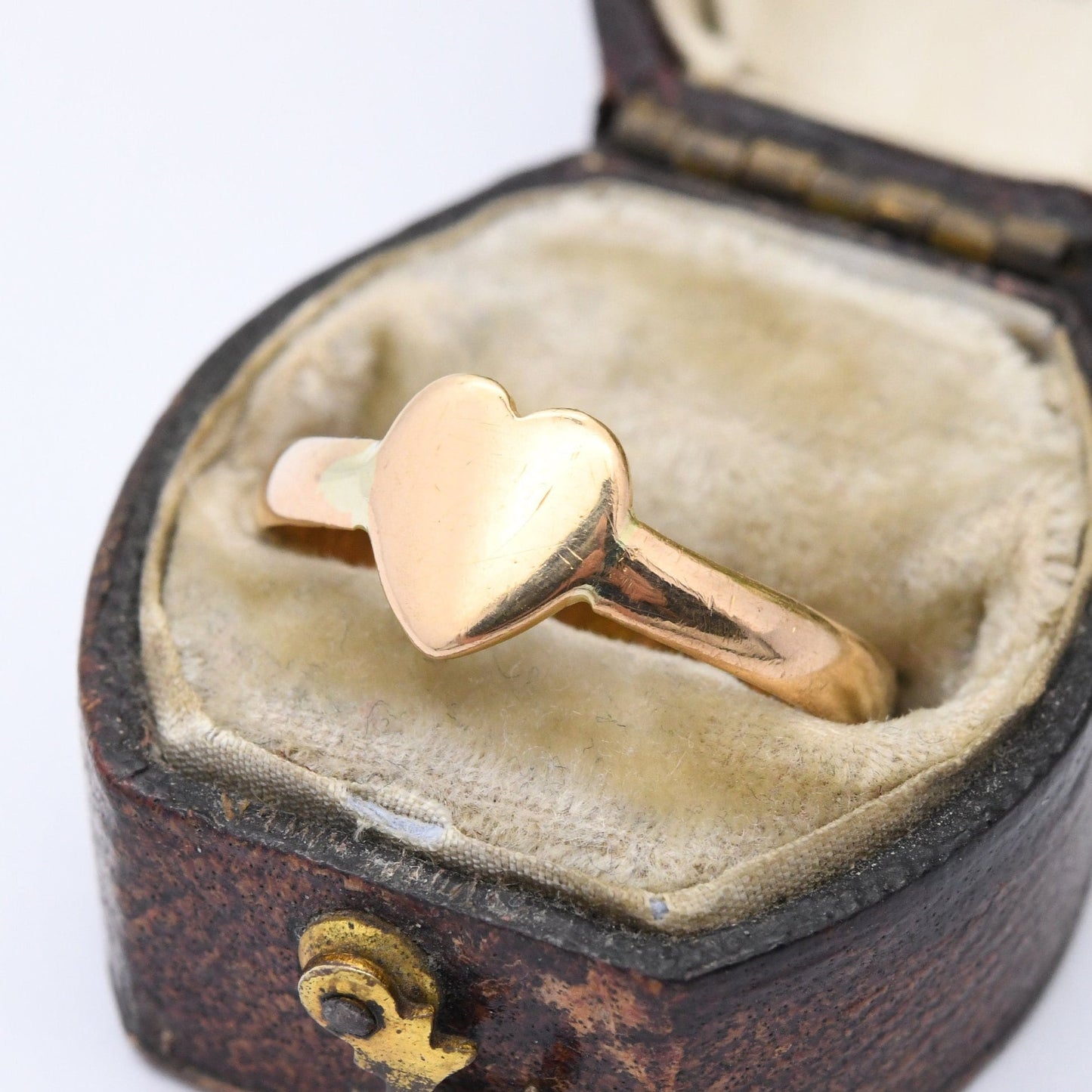 Antique Victorian 22ct Gold Heart Band Ring 1868 - Unusual Love Heart Wedding Ring | UK Size - Q | US Size - 8