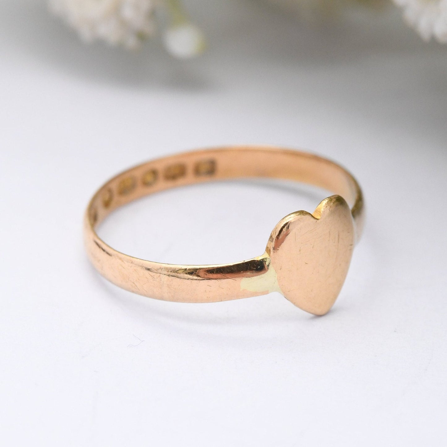 Antique Victorian 22ct Gold Heart Band Ring 1868 - Unusual Love Heart Wedding Ring | UK Size - Q | US Size - 8