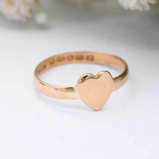 Antique Victorian 22ct Gold Heart Band Ring 1868 - Unusual Love Heart Wedding Ring | UK Size - Q | US Size - 8