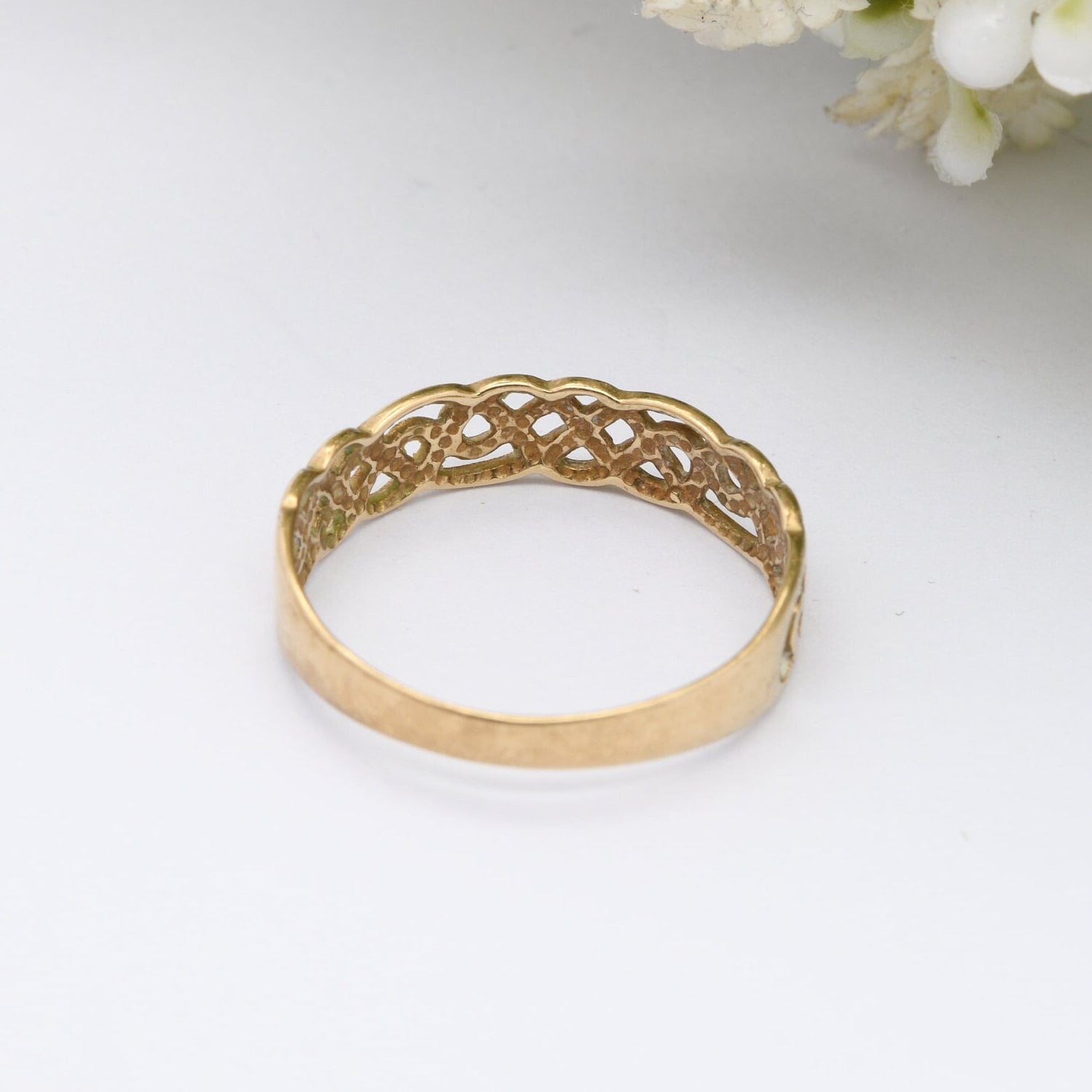 Vintage 9ct Gold Celtic Knot Ring - Woven Band | Rope Twist | UK Size - P | US Size - 7 1/2