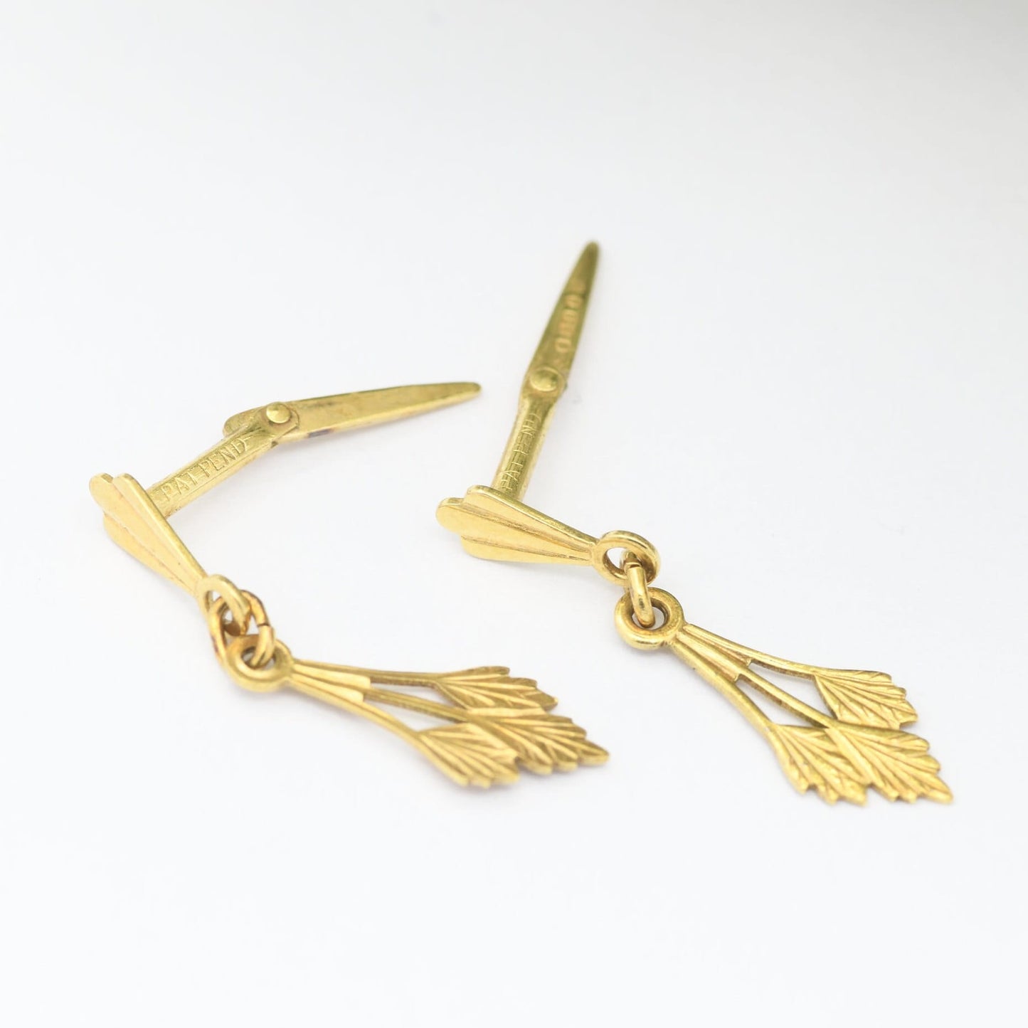 Vintage 9ct Gold Leaf Drop Earrings 1987 - Delicate Gold Jewellery | Unusual Lever Closure