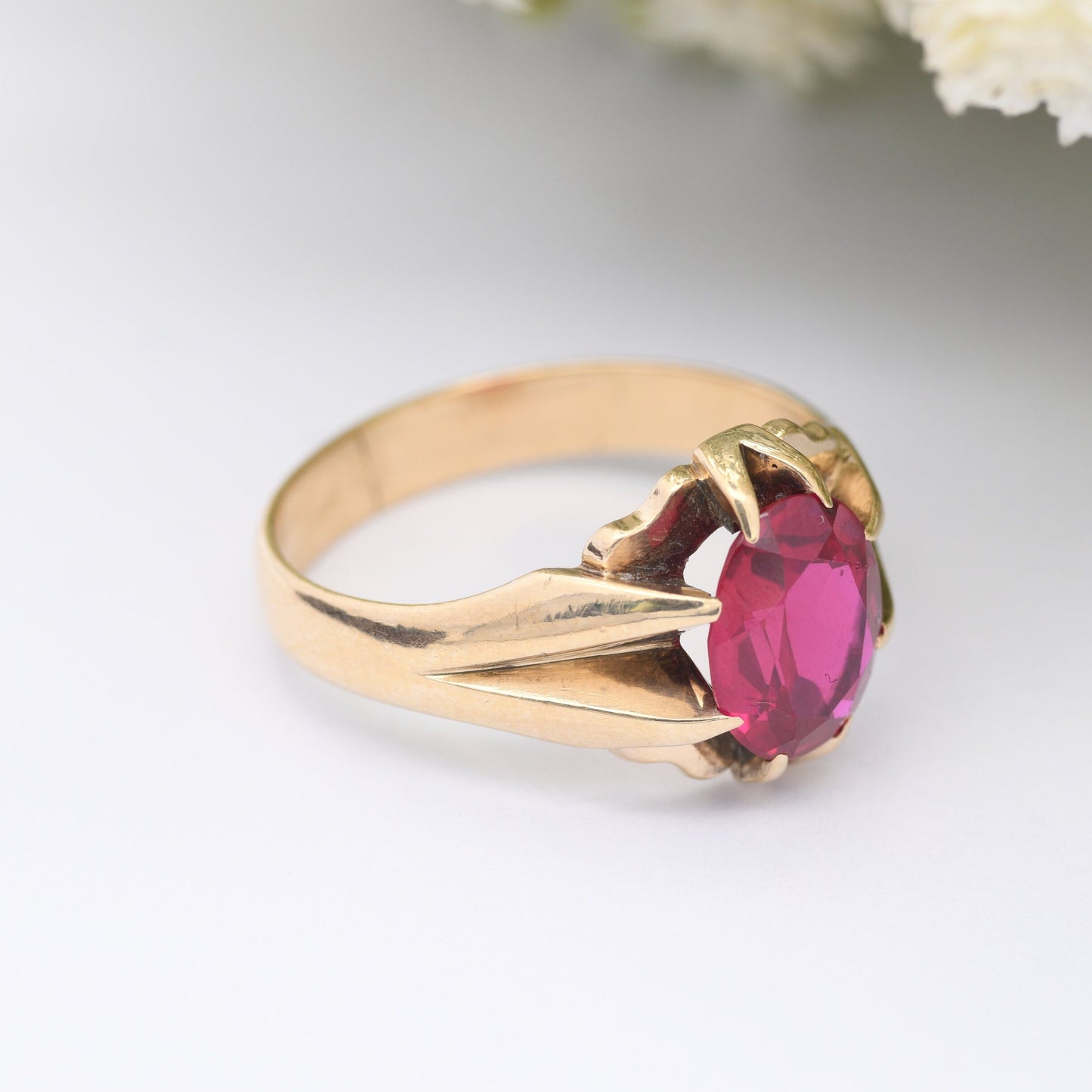 Vintage 9ct Gold Ruby Signet Ring - Mid-Century 1963 | Large Men's Ring | UK Size - U | US Size - 10