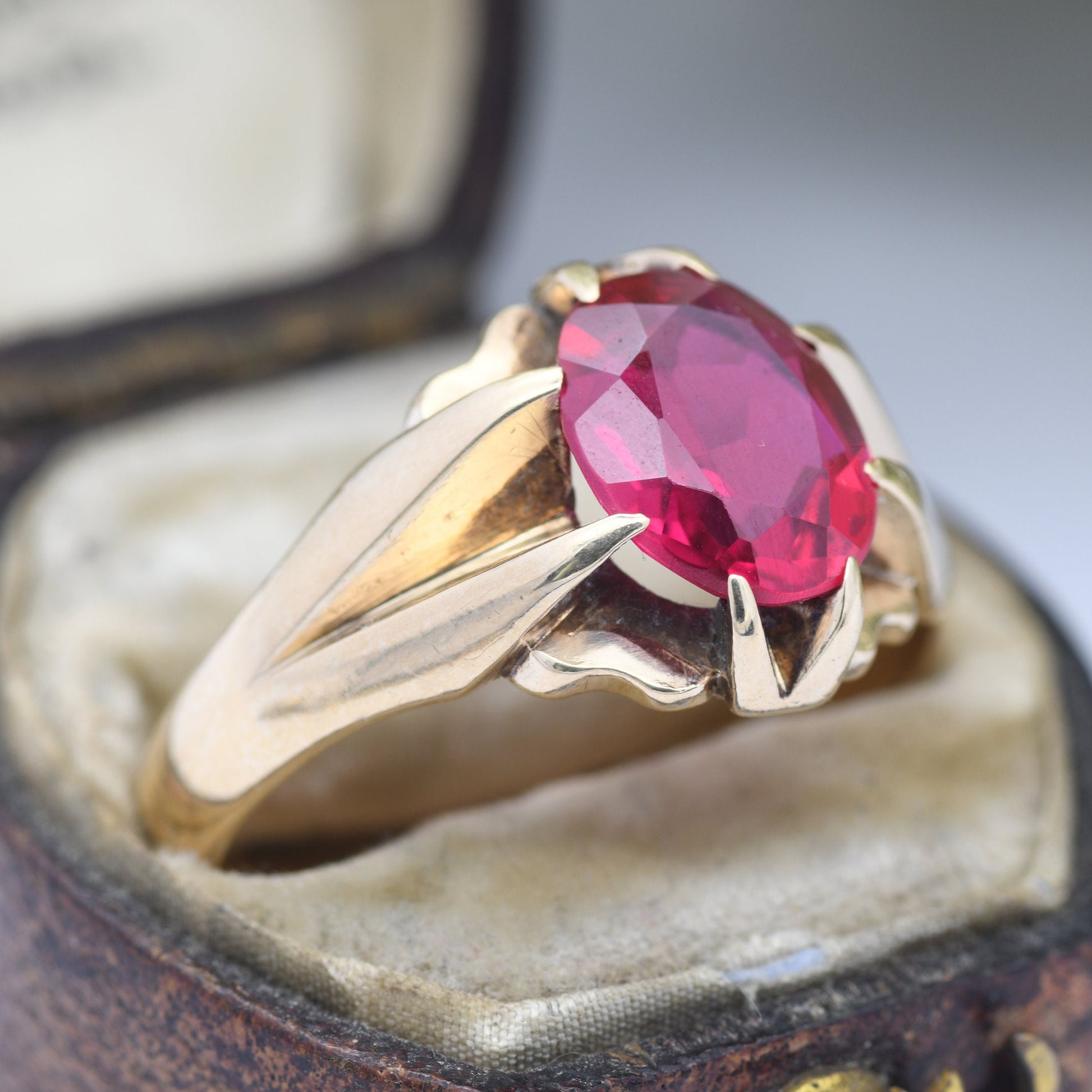 Vintage 9ct Gold Ruby Signet Ring - Mid-Century 1963 | Large Men's Ring | UK Size - U | US Size - 10