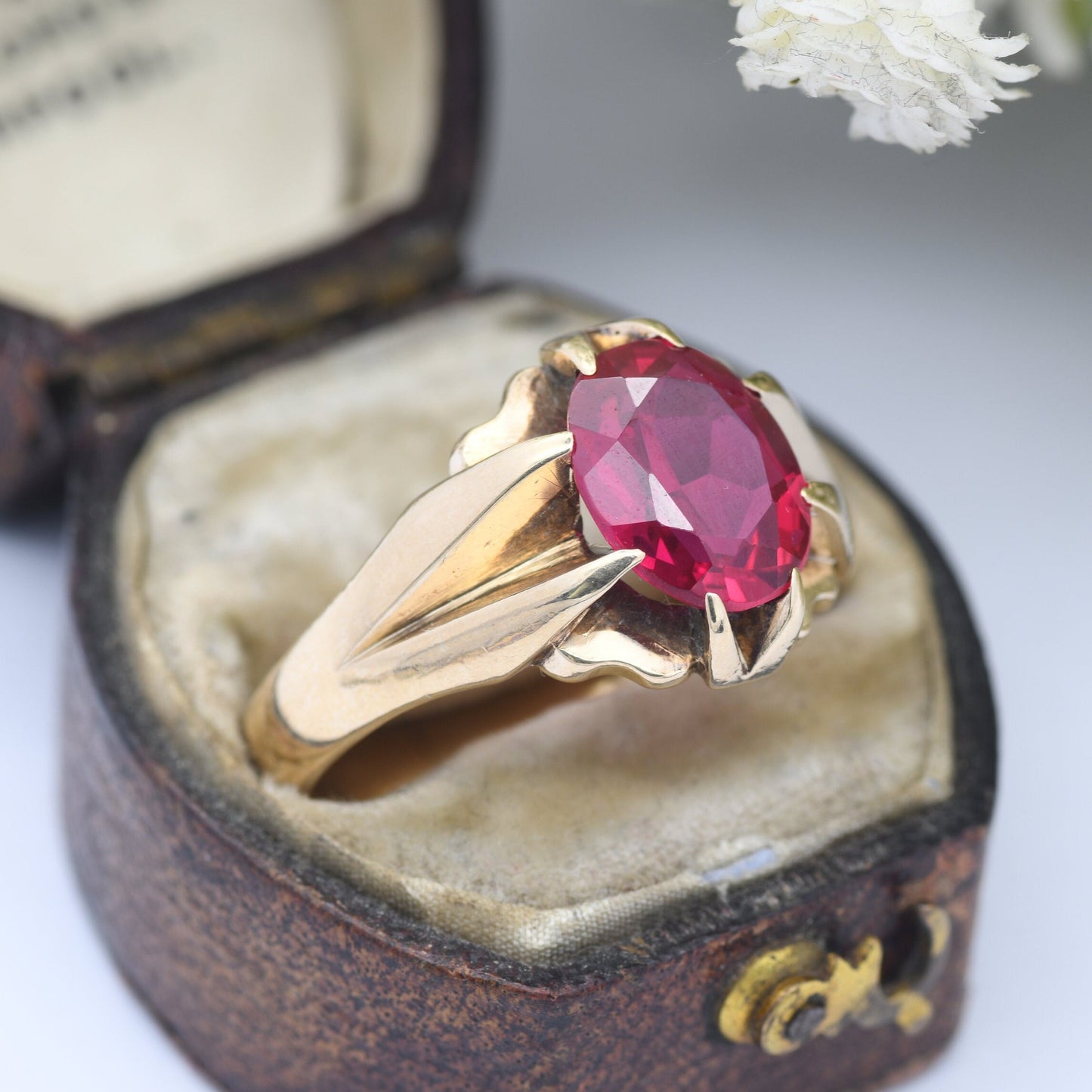 Vintage 9ct Gold Ruby Signet Ring - Mid-Century 1963 | Large Men's Ring | UK Size - U | US Size - 10