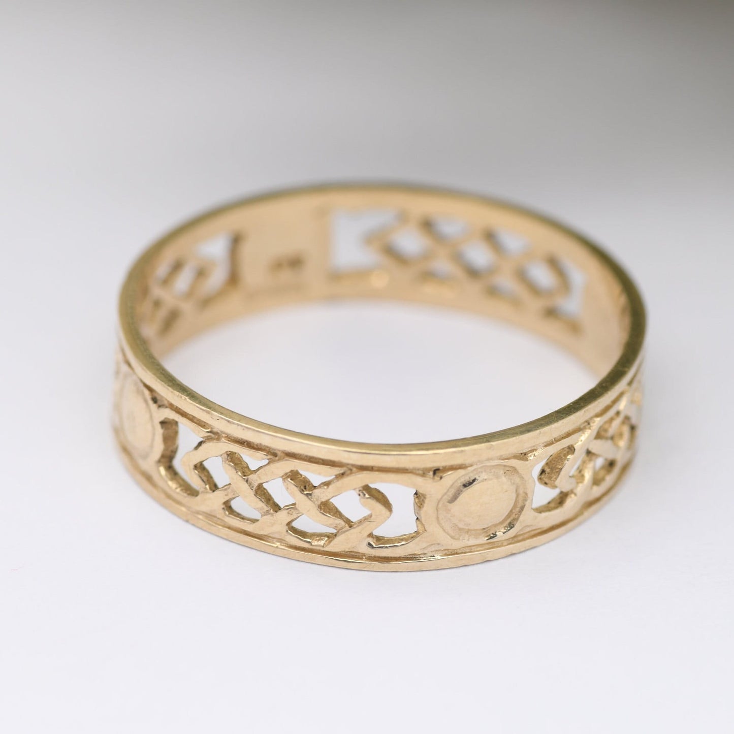 Vintage 9ct Gold Celtic Knot Band Ring - Woven Band | Unisex Band Ring | UK Size - Q | US Size - 8 1/4