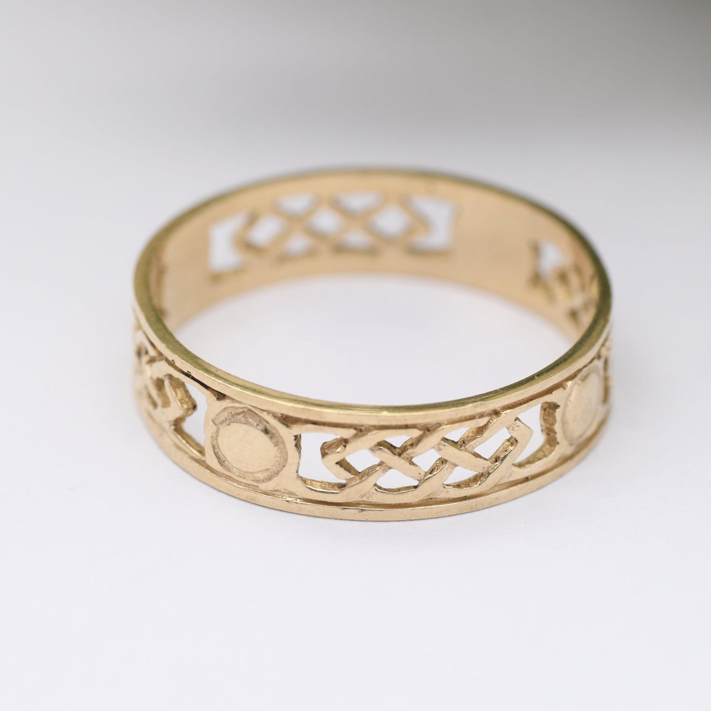 Vintage 9ct Gold Celtic Knot Band Ring - Woven Band | Unisex Band Ring | UK Size - Q | US Size - 8 1/4