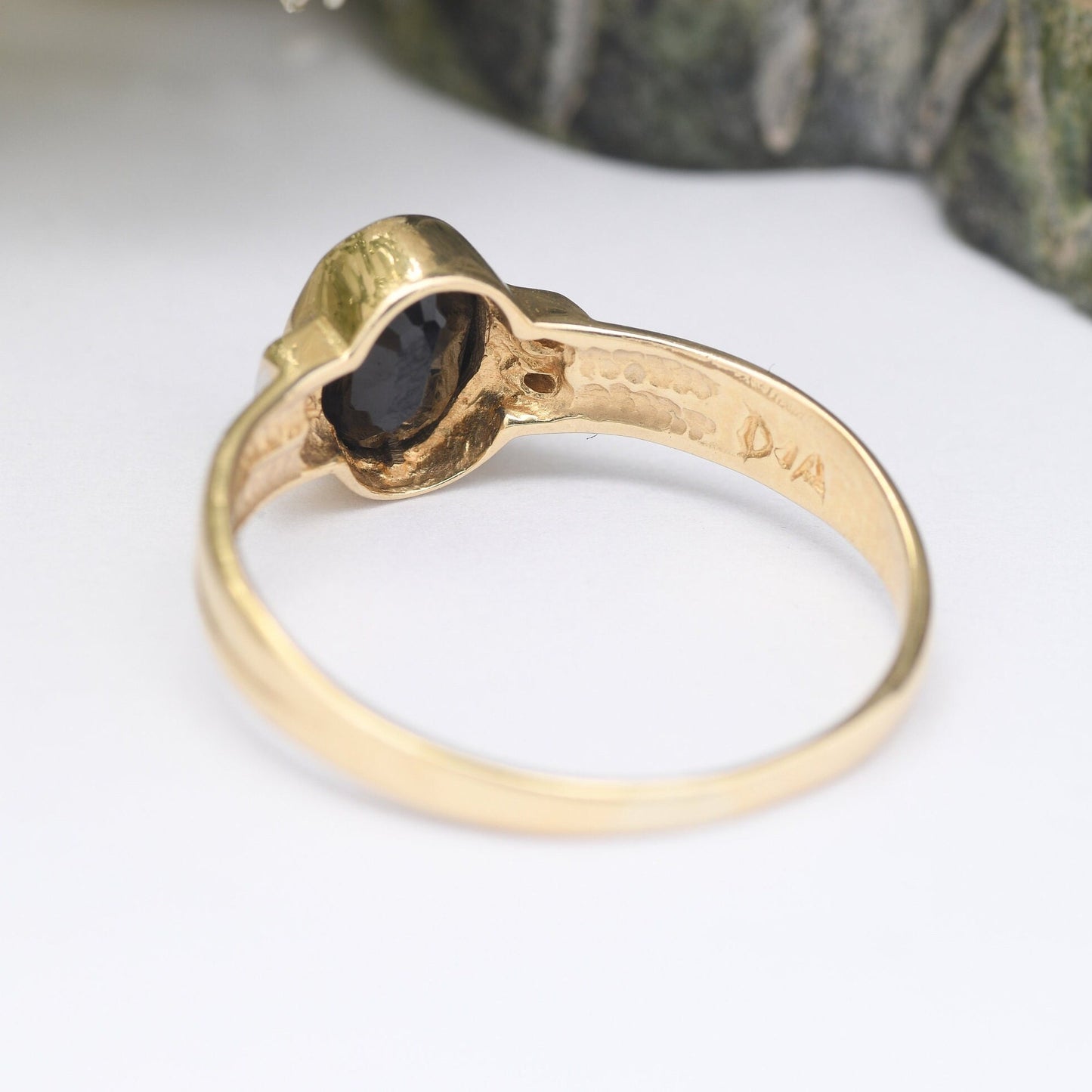 Vintage 9ct Gold Sapphire Diamond Ring - Vintage Engagement | Cocktail Statement Ring | UK Size - O 1/2 | US Size - 7 1/4