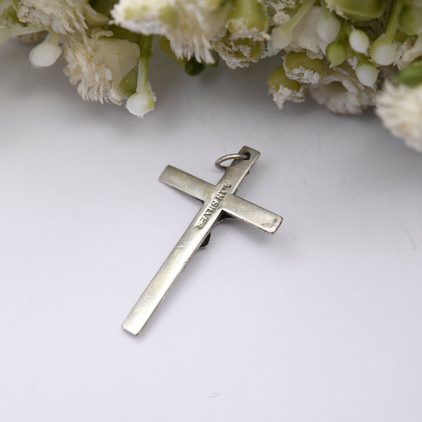 Vintage Sterling Silver Christ on the Cross Pendant - AJH English Maker