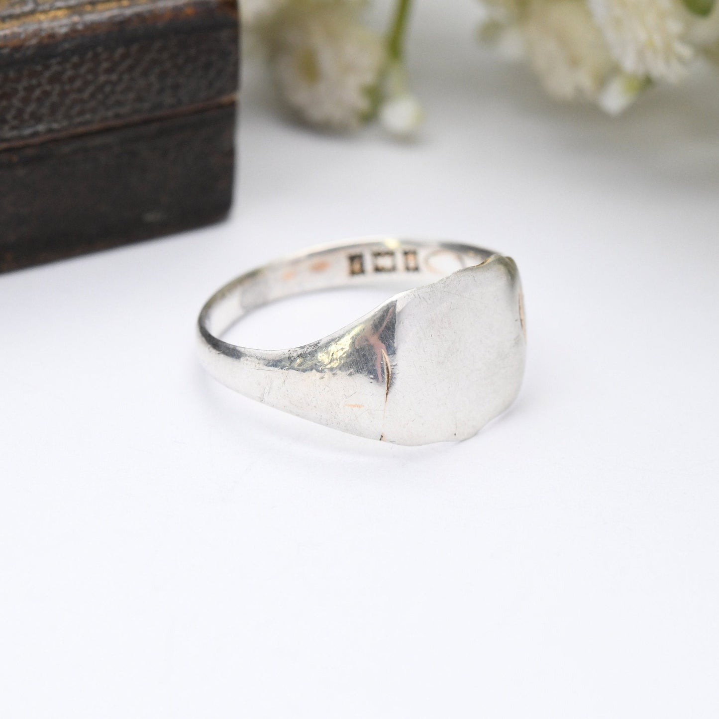 Vintage Sterling Silver Shield Signet Ring 1958 - Mid-Century Statement | Chunky Unisex | UK Size - V 1/2 | US Size - 10 3/4