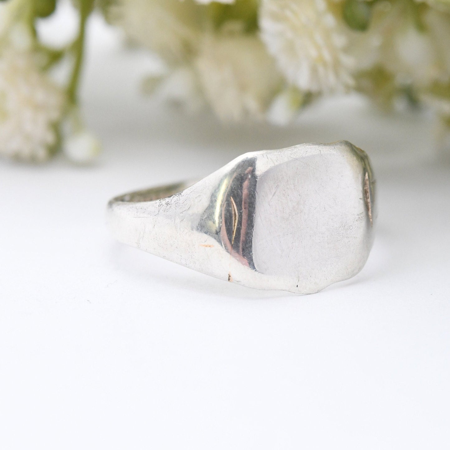 Vintage Sterling Silver Shield Signet Ring 1958 - Mid-Century Statement | Chunky Unisex | UK Size - V 1/2 | US Size - 10 3/4