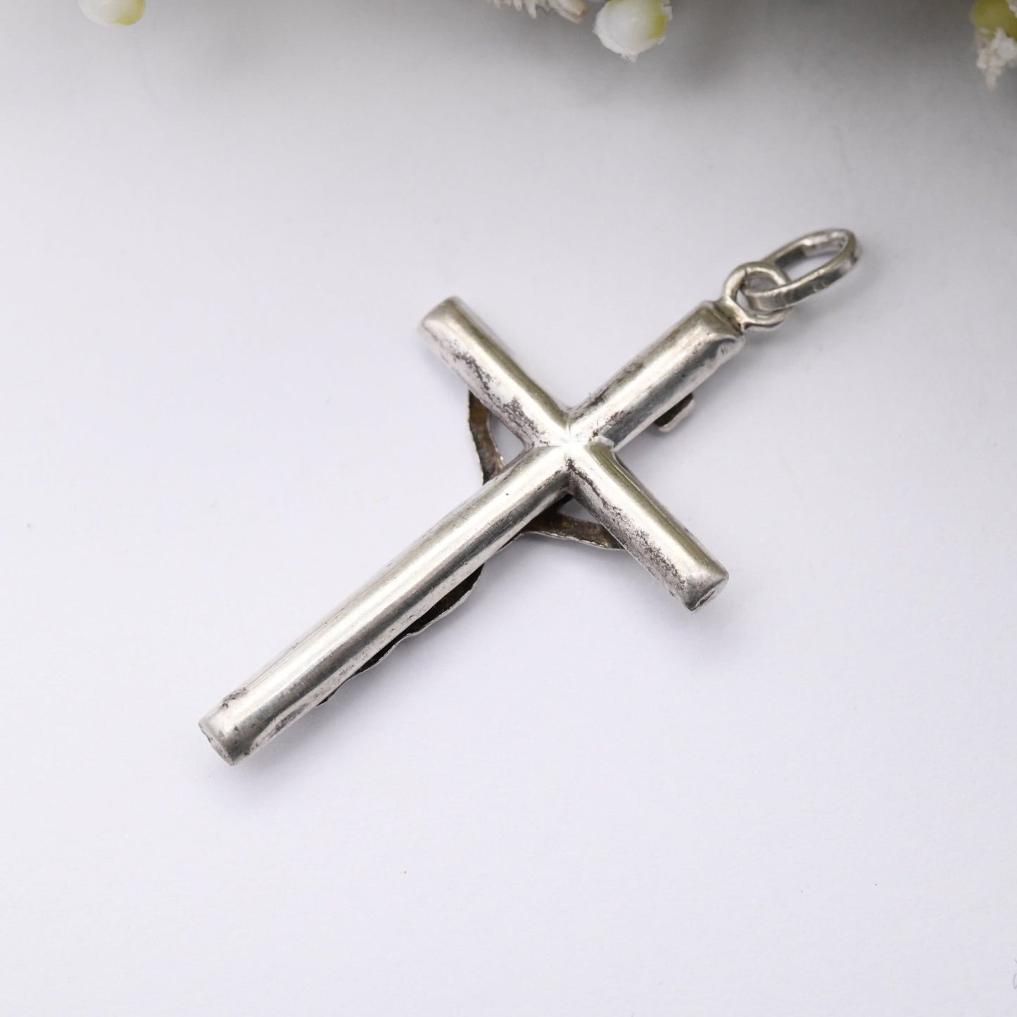 Vintage Sterling Silver Christ on the Cross Pendant INRI