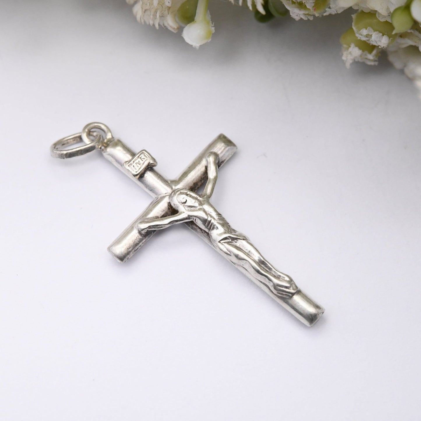 Vintage Sterling Silver Christ on the Cross Pendant INRI