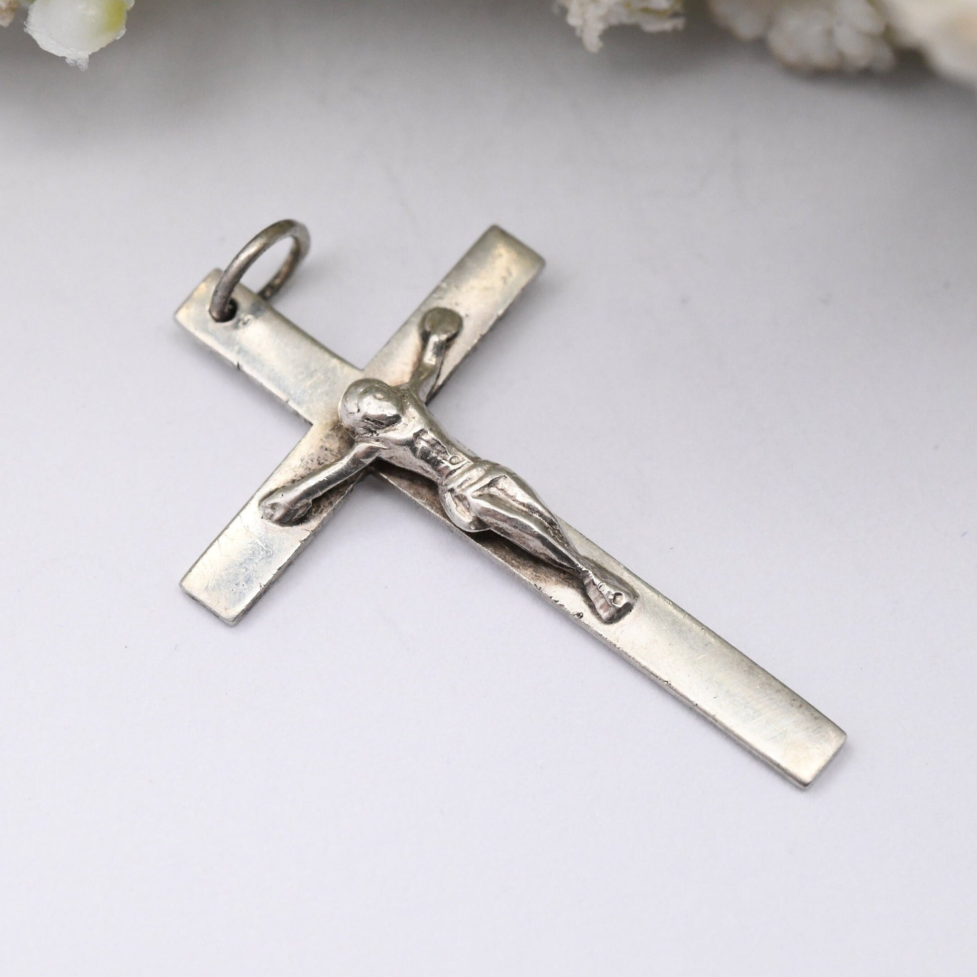 Vintage Sterling Silver Christ on the Cross Pendant - AJH English Maker