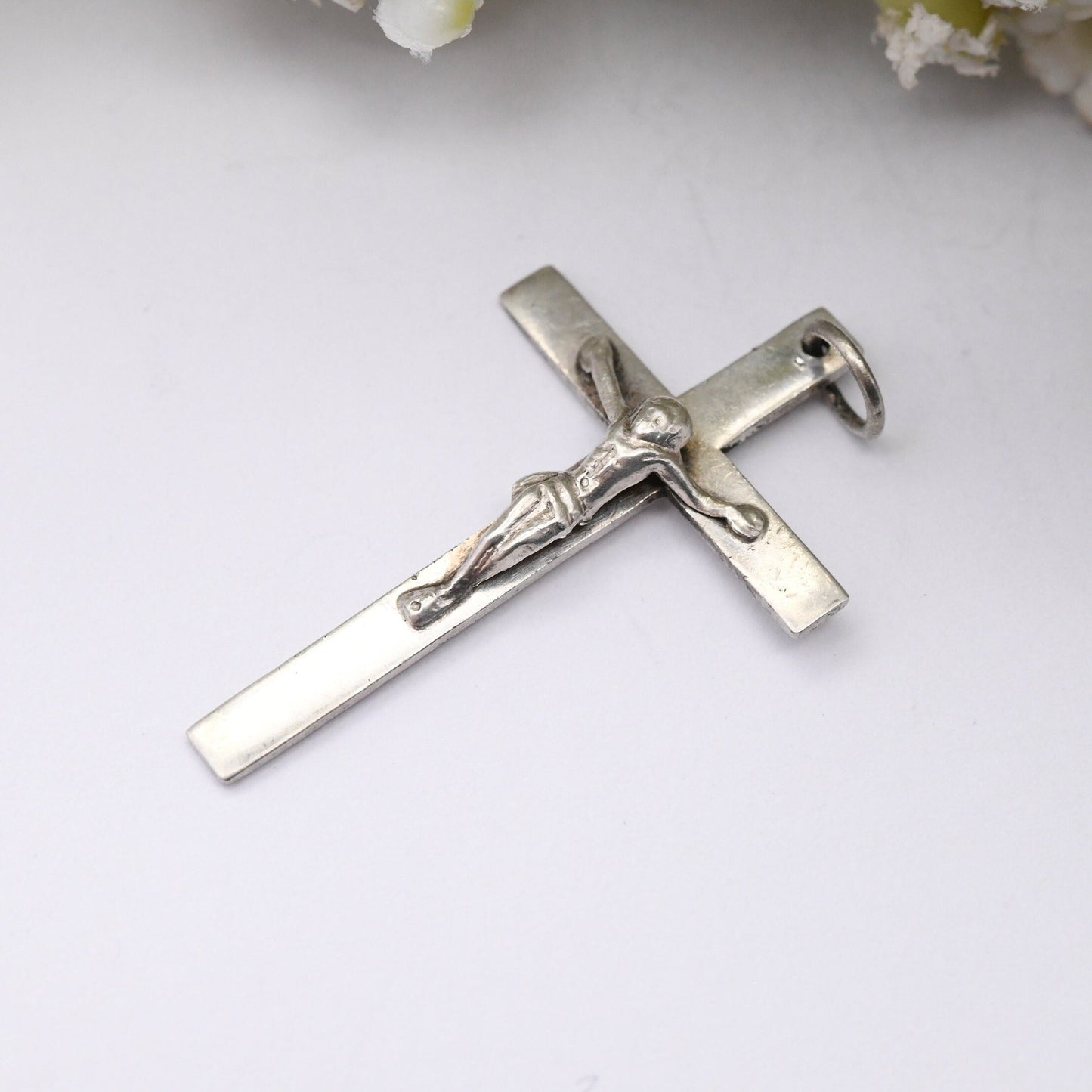 Vintage Sterling Silver Christ on the Cross Pendant - AJH English Maker