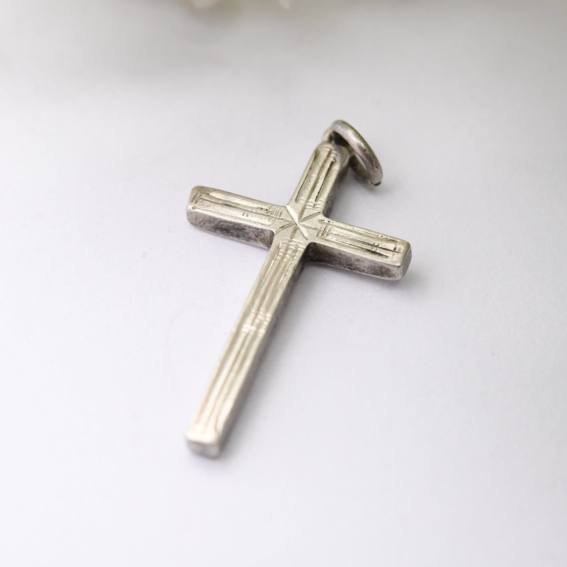 Vintage Sterling Silver Cross Pendant by AJH