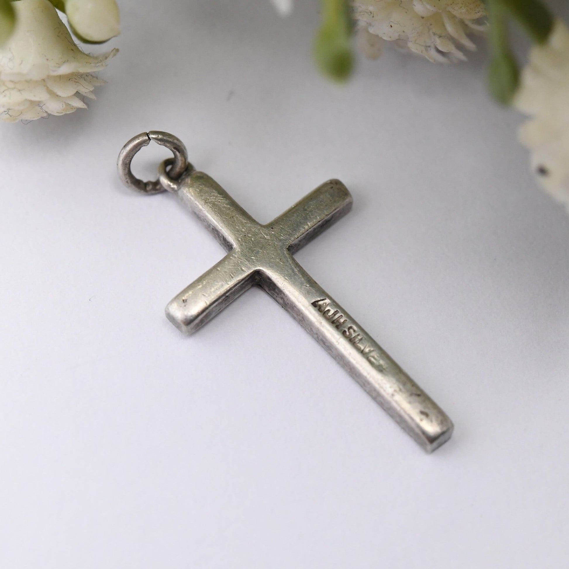 Vintage Sterling Silver Cross Pendant by AJH