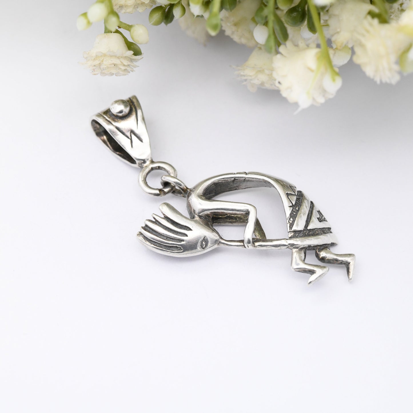 Vintage Navajo Kokopelli Sterling Silver Pendant Fertility Deity - Southwestern Silver | Large Three Dimensional 3D